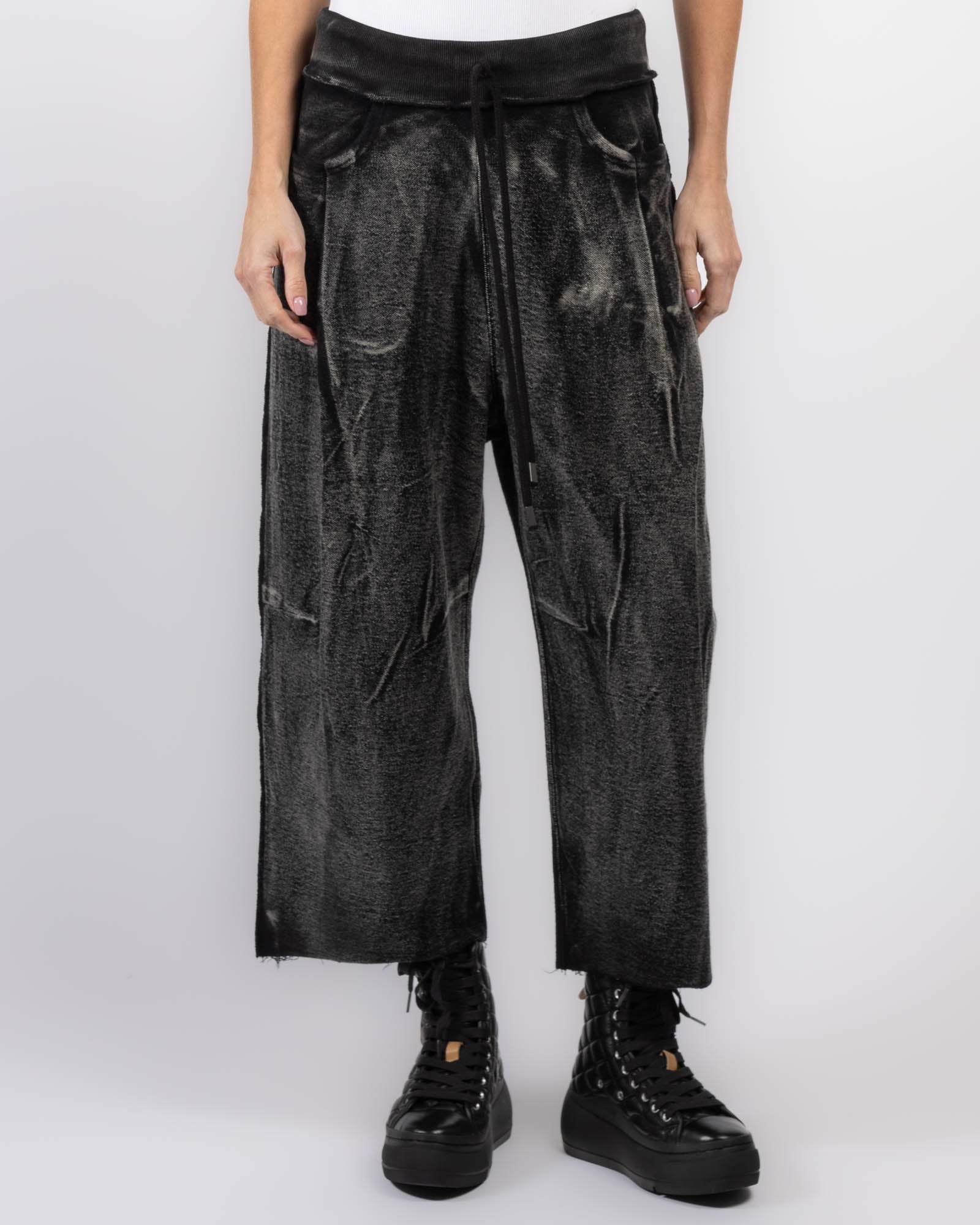 Cropped Pleated Sweatpants