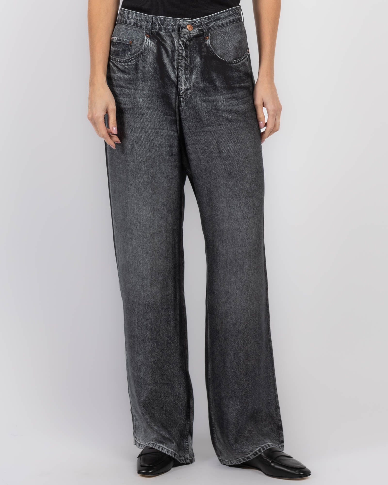 Denim Printed Pants