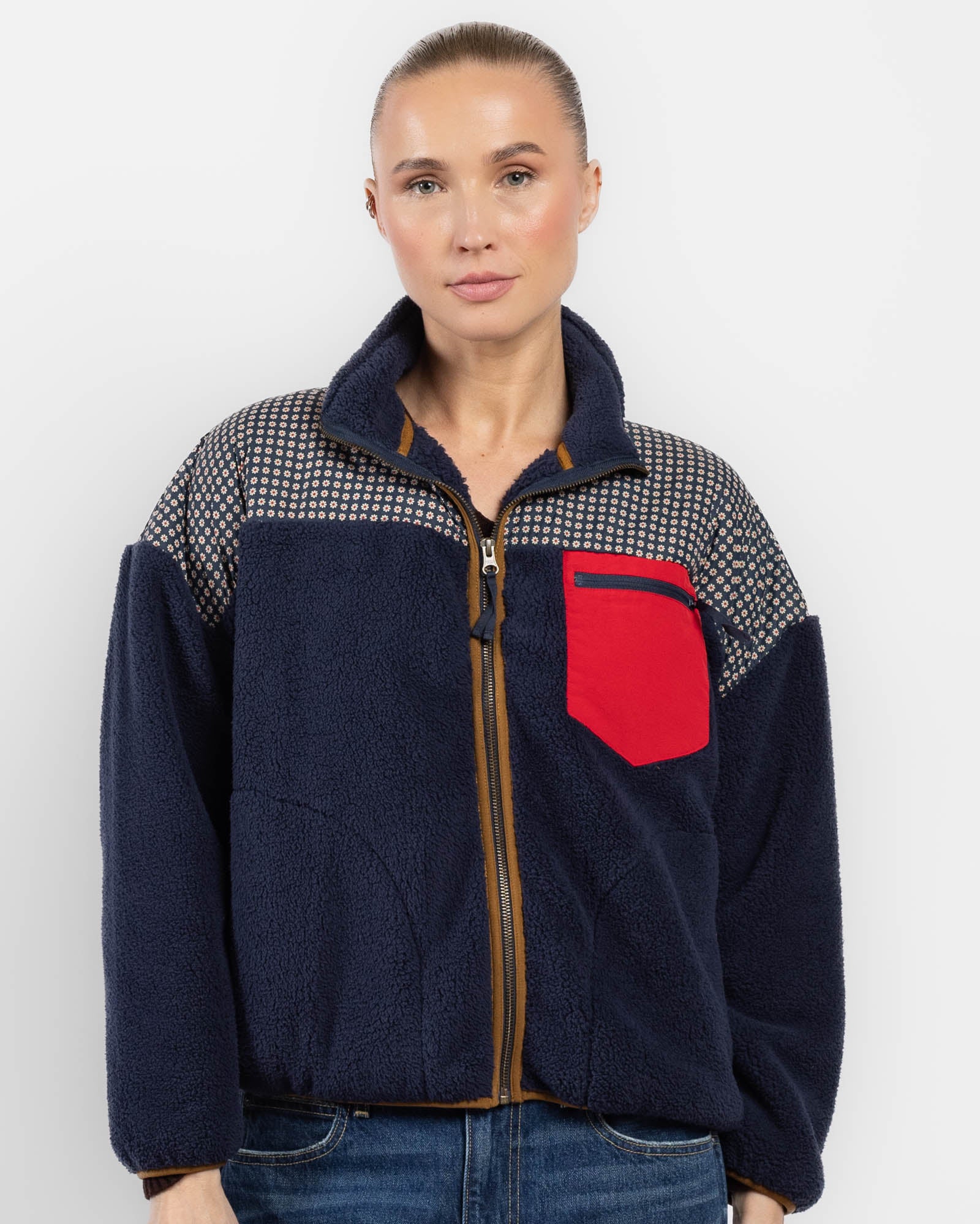 Print-Mix Terrain Full-Zip Sweater