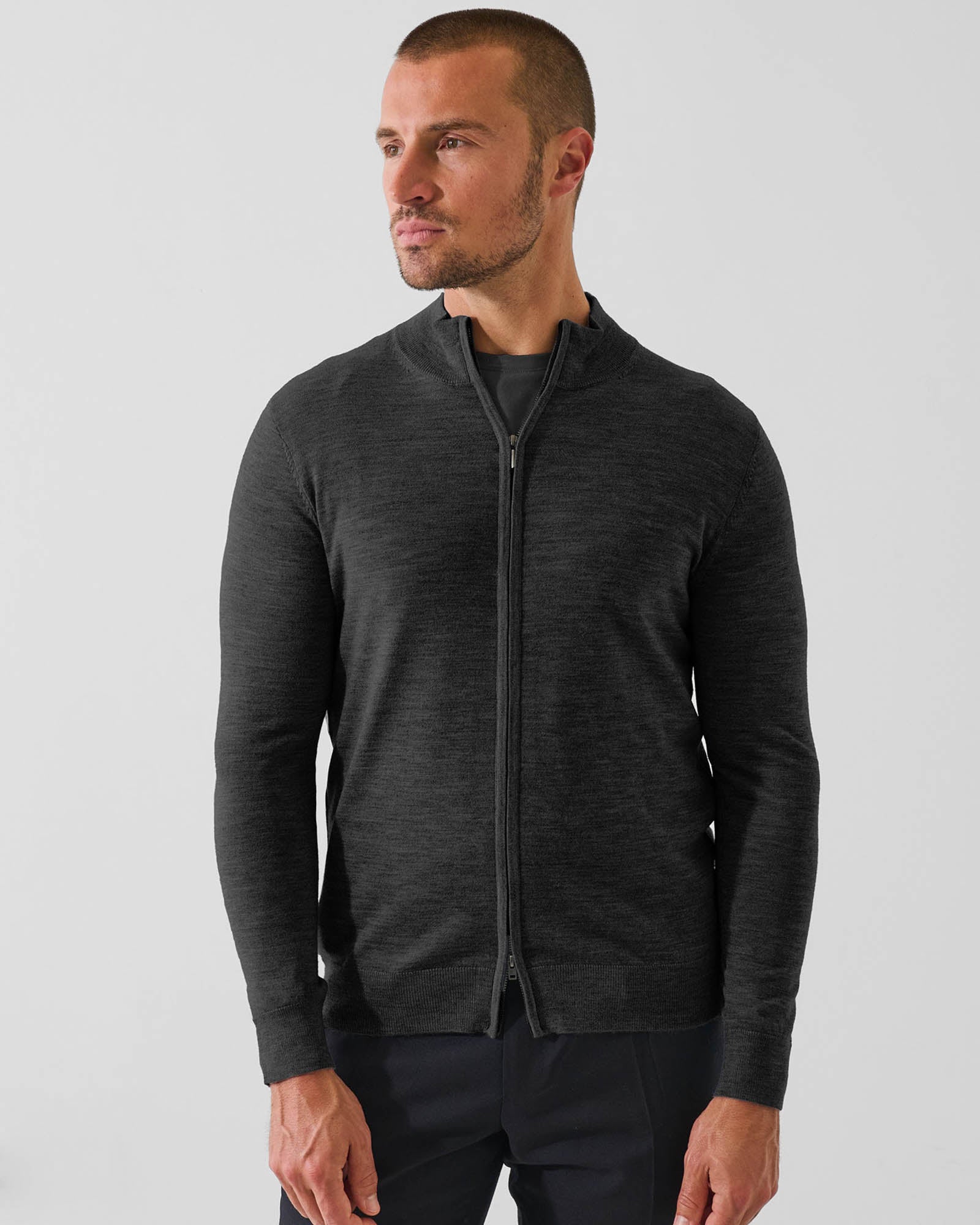 14 Gauge Merino Full Zip Mock