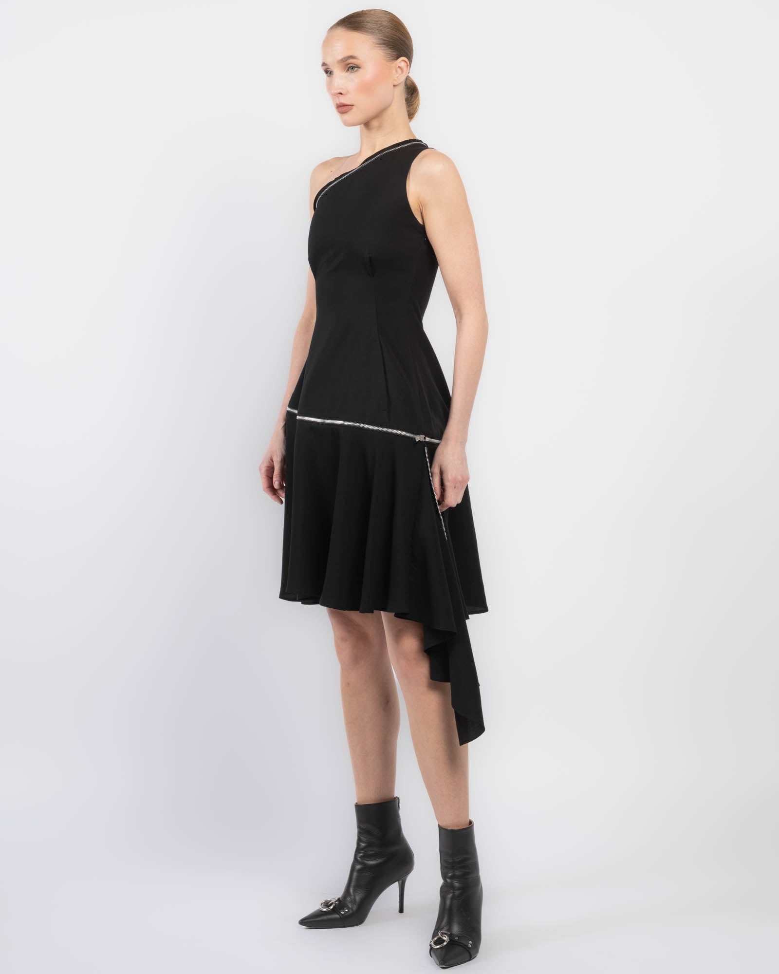 Zip One-Shoulder Dress