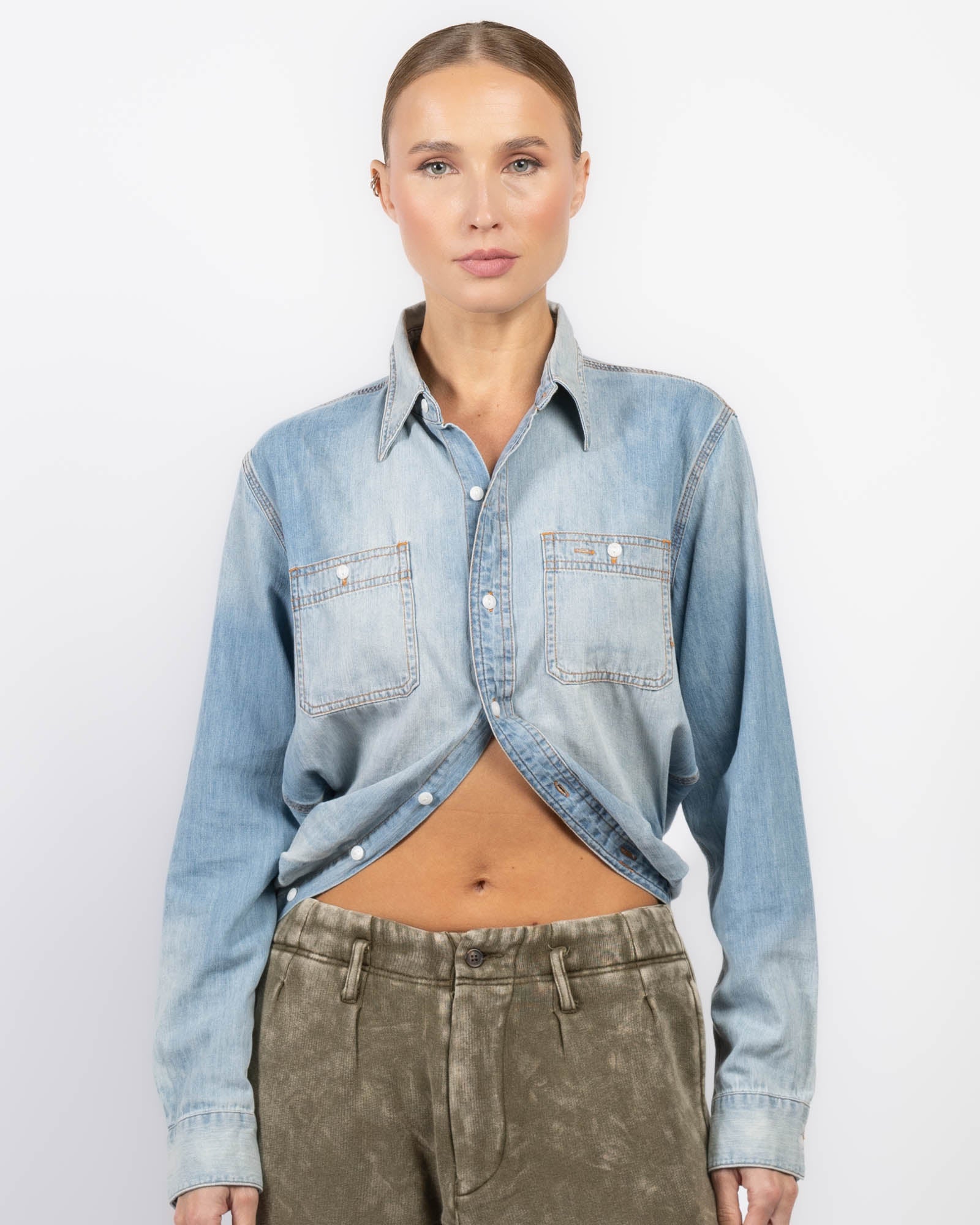 Wrap Denim Shirt