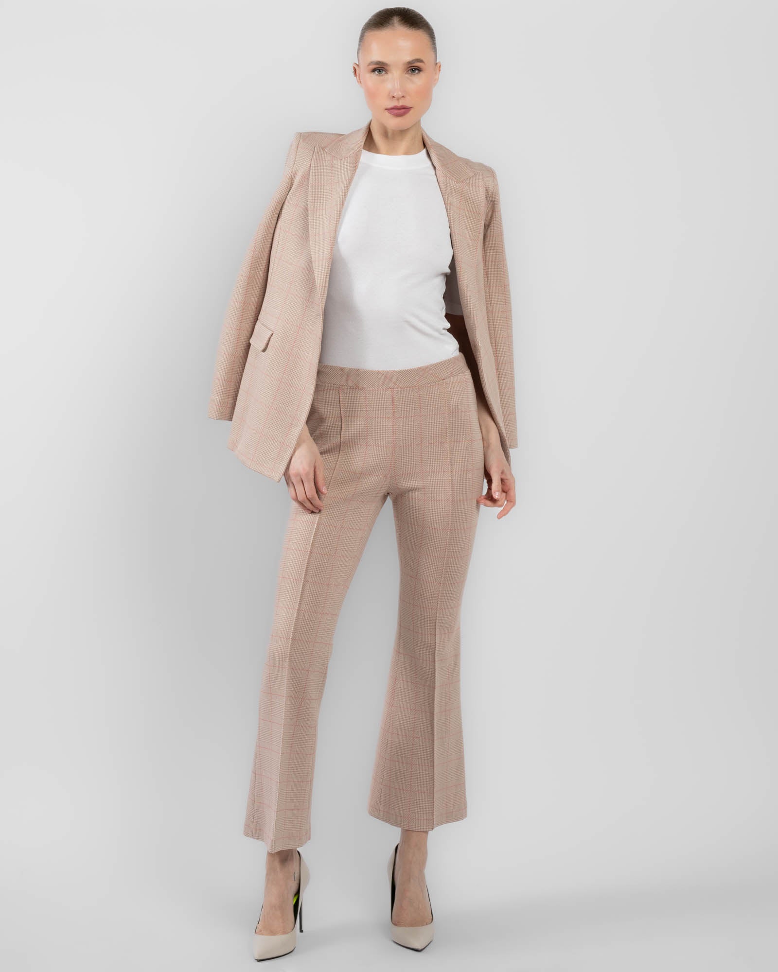 Pantalon évasé à carreaux