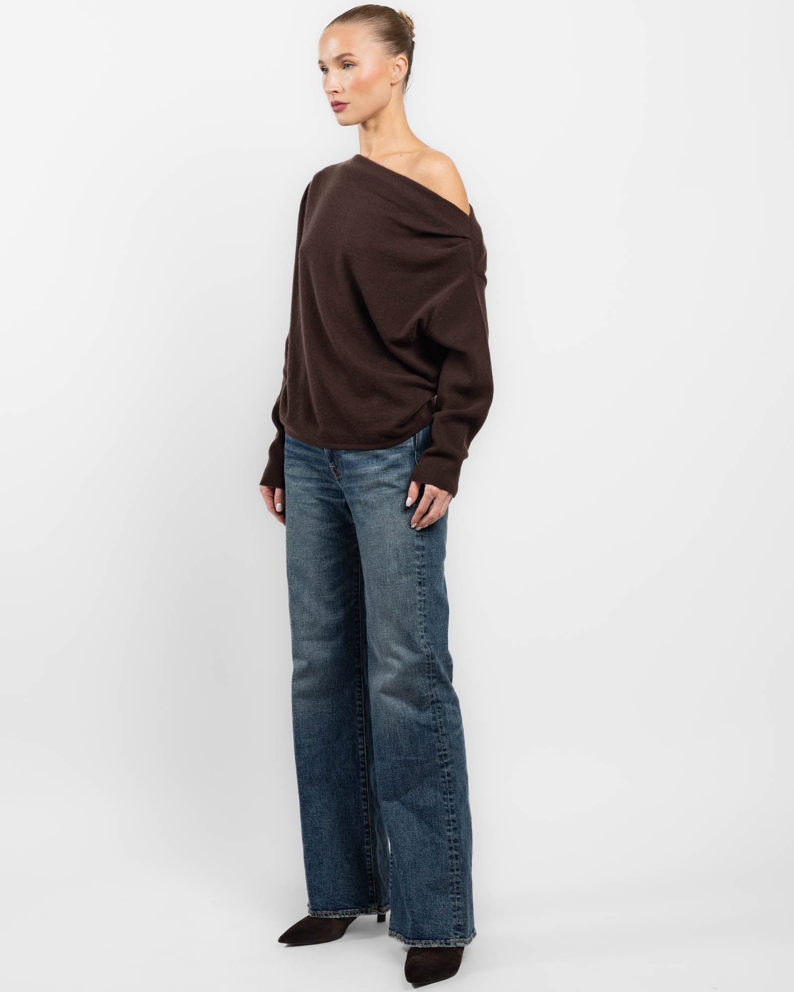 Long Sleeve Asymmetrical Drape Sweater