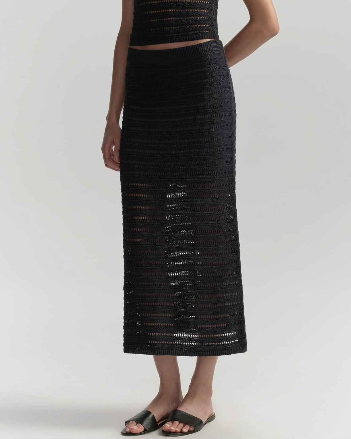 Lana Crochet Knit Midi Skirt