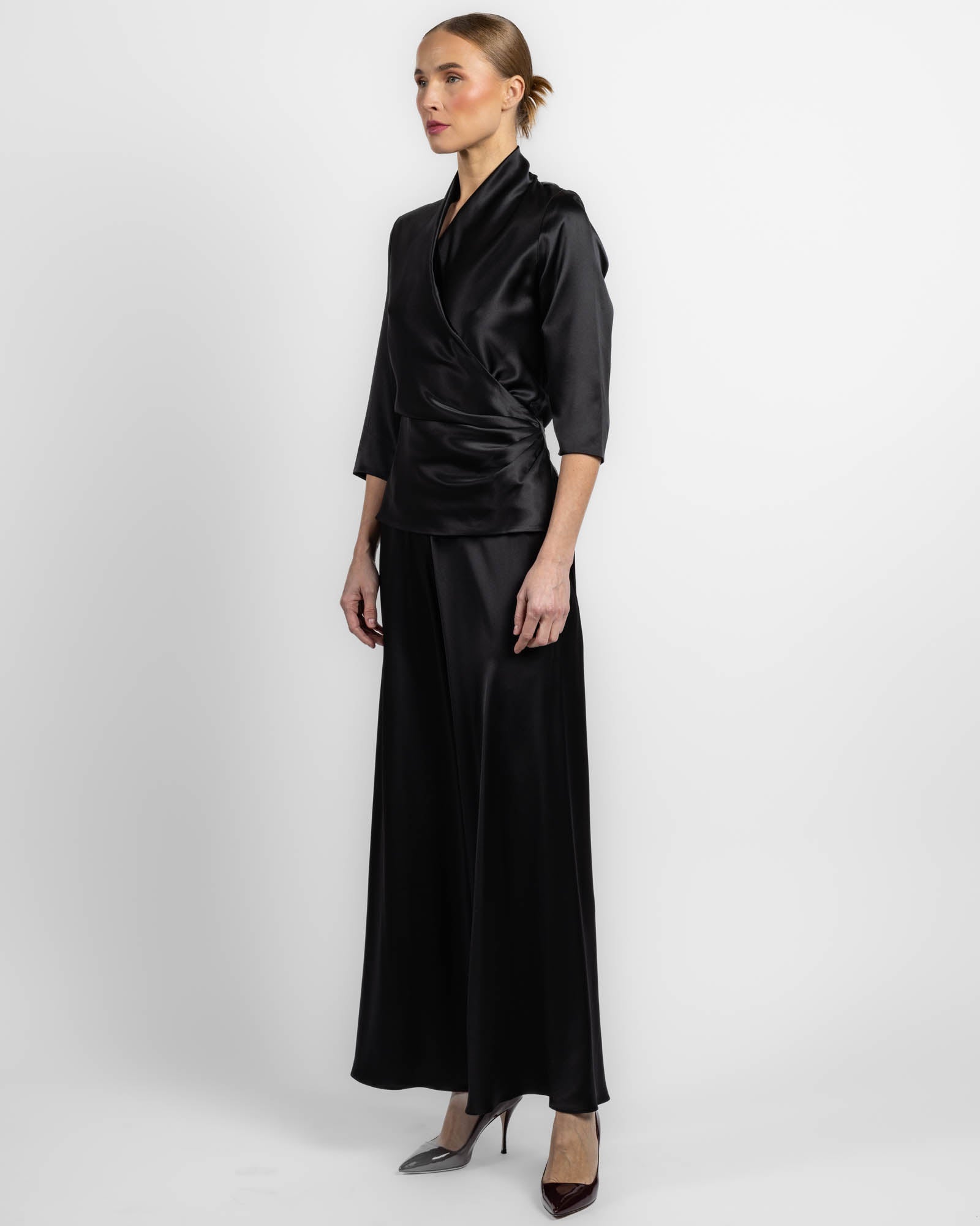 Three-Quarter Sleeve Wrap Top