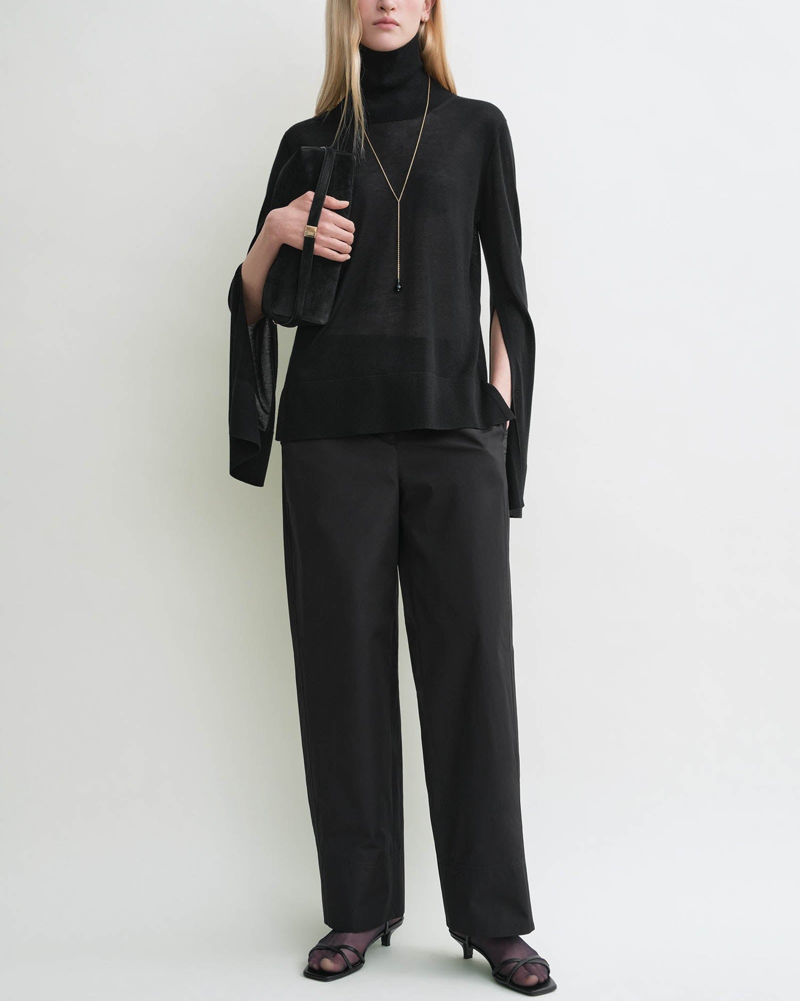 Slit Sleeve Turtleneck