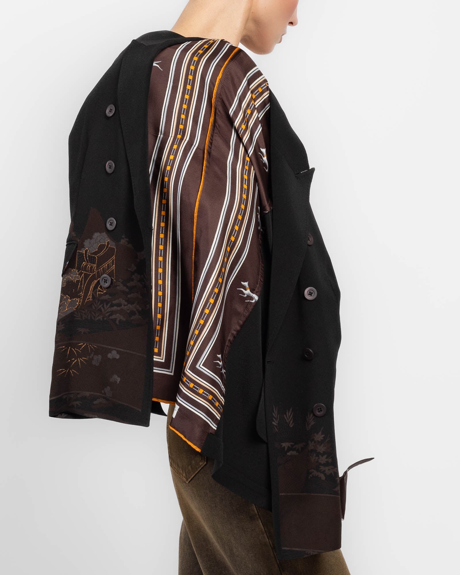 Double-Breasted Overdyed Kimono Jacket