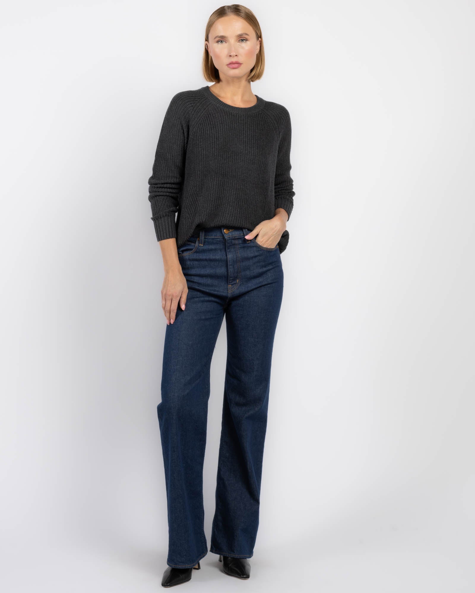 Distressed Scallop Shaker Sweater