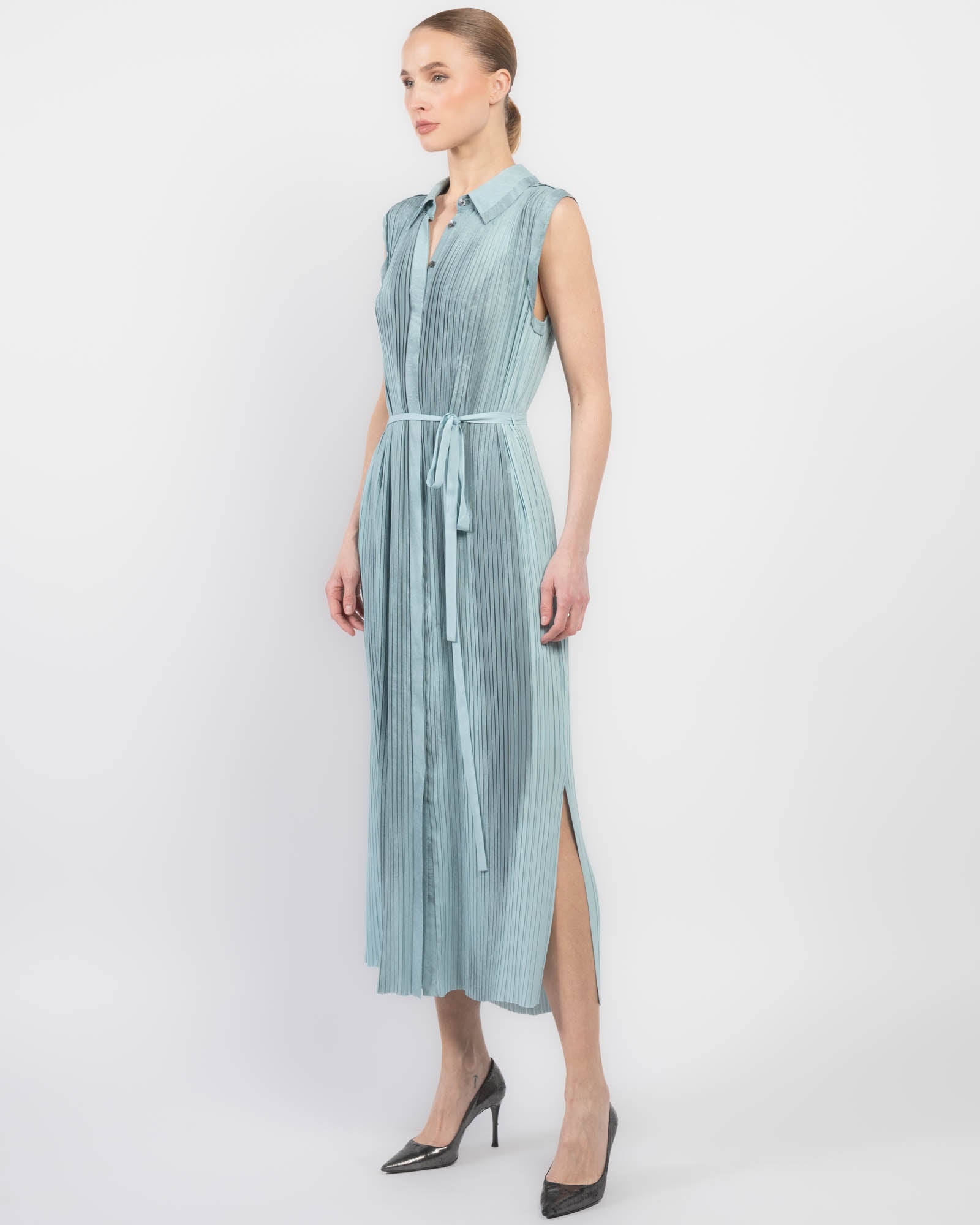 Pleated Shirt Dress