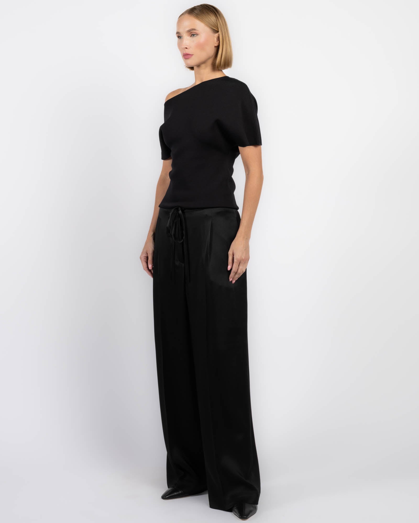 Relaxed Drawstring Satin Pants