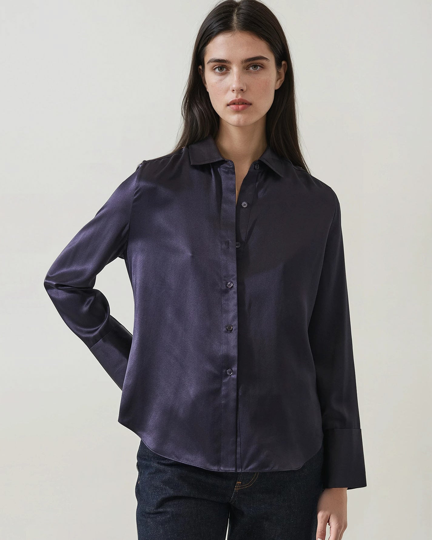 Long Silk Satin Shirt