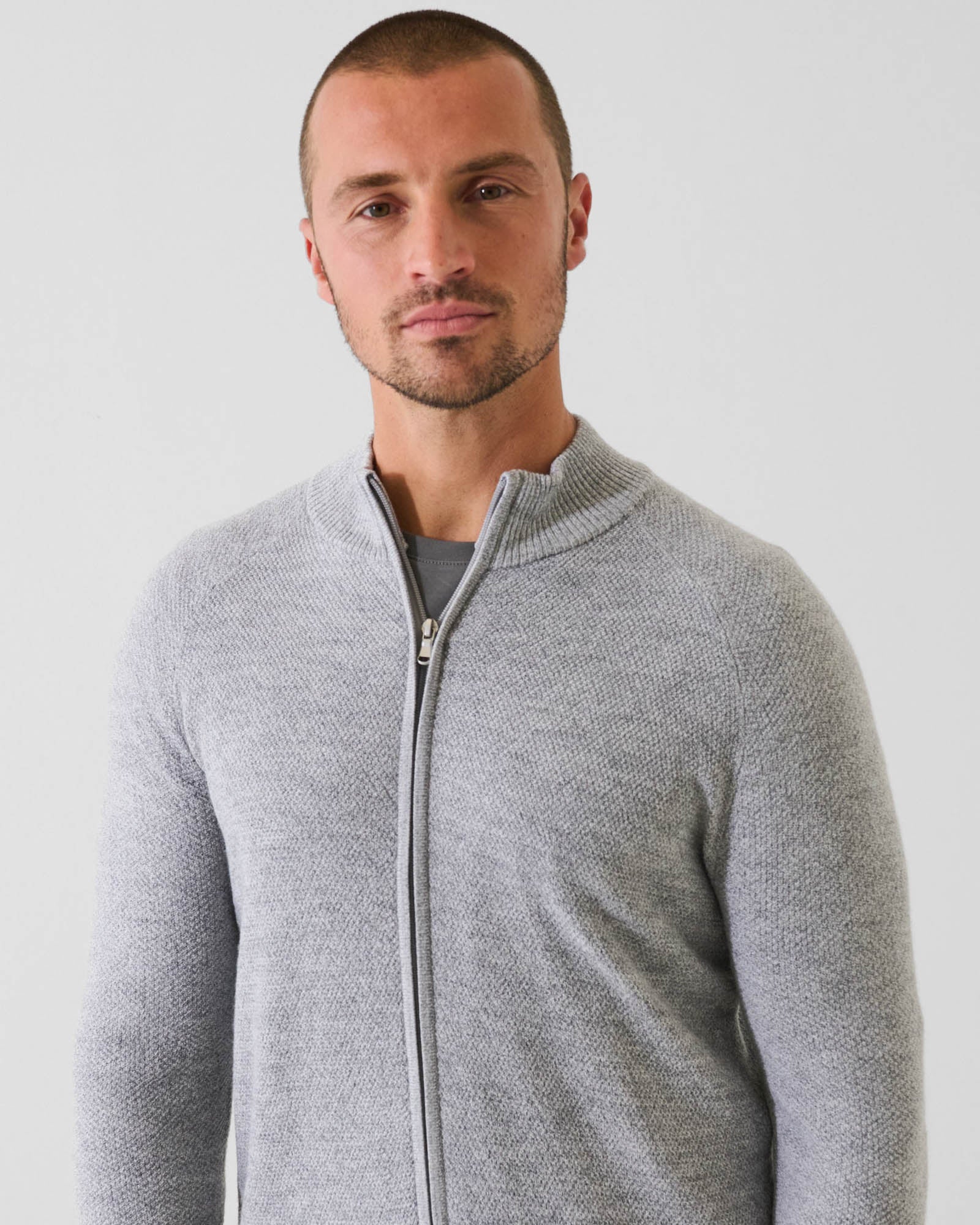 Seed Stitch Zip Cardigan
