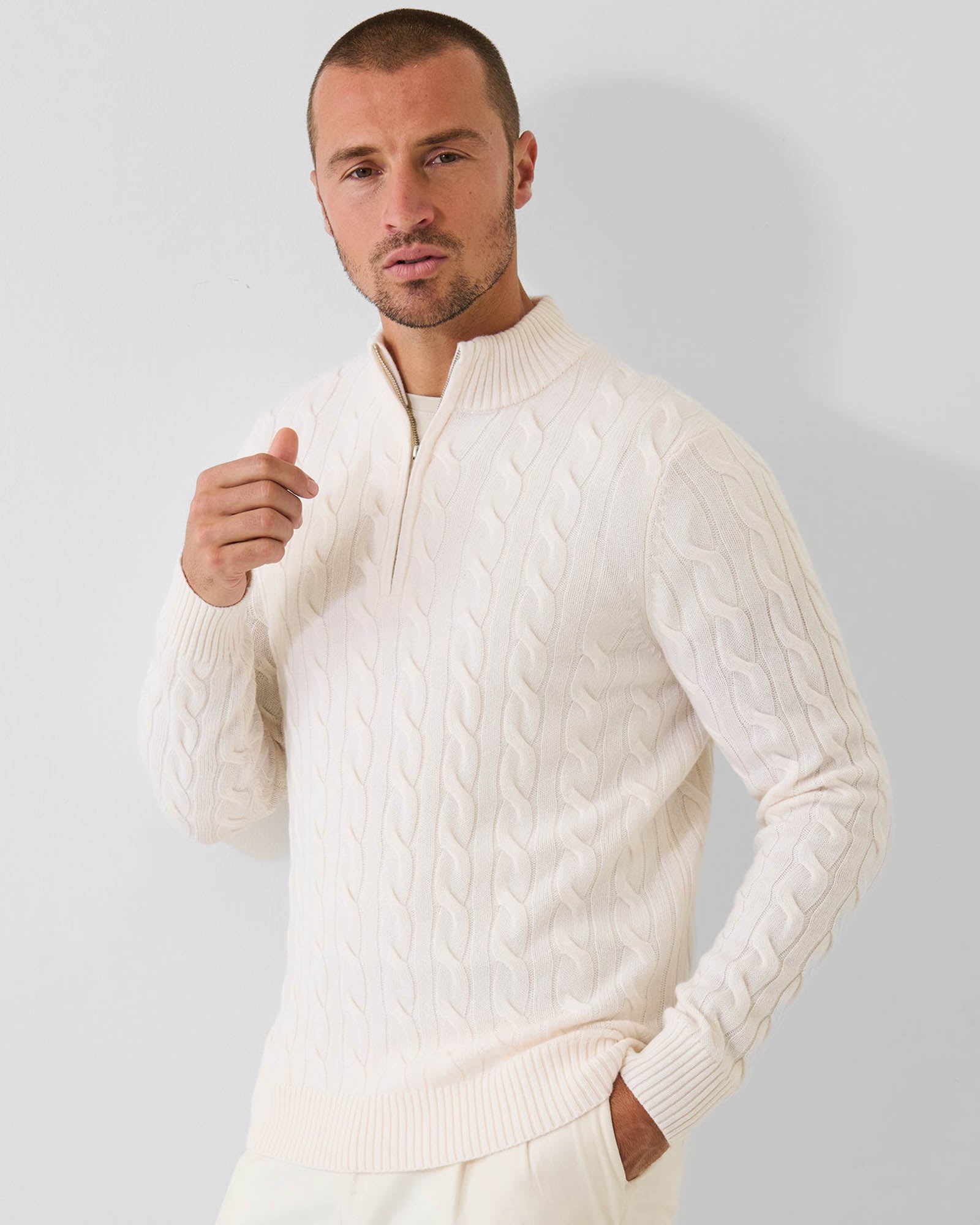 Textured Quarter Zip Mock Neck