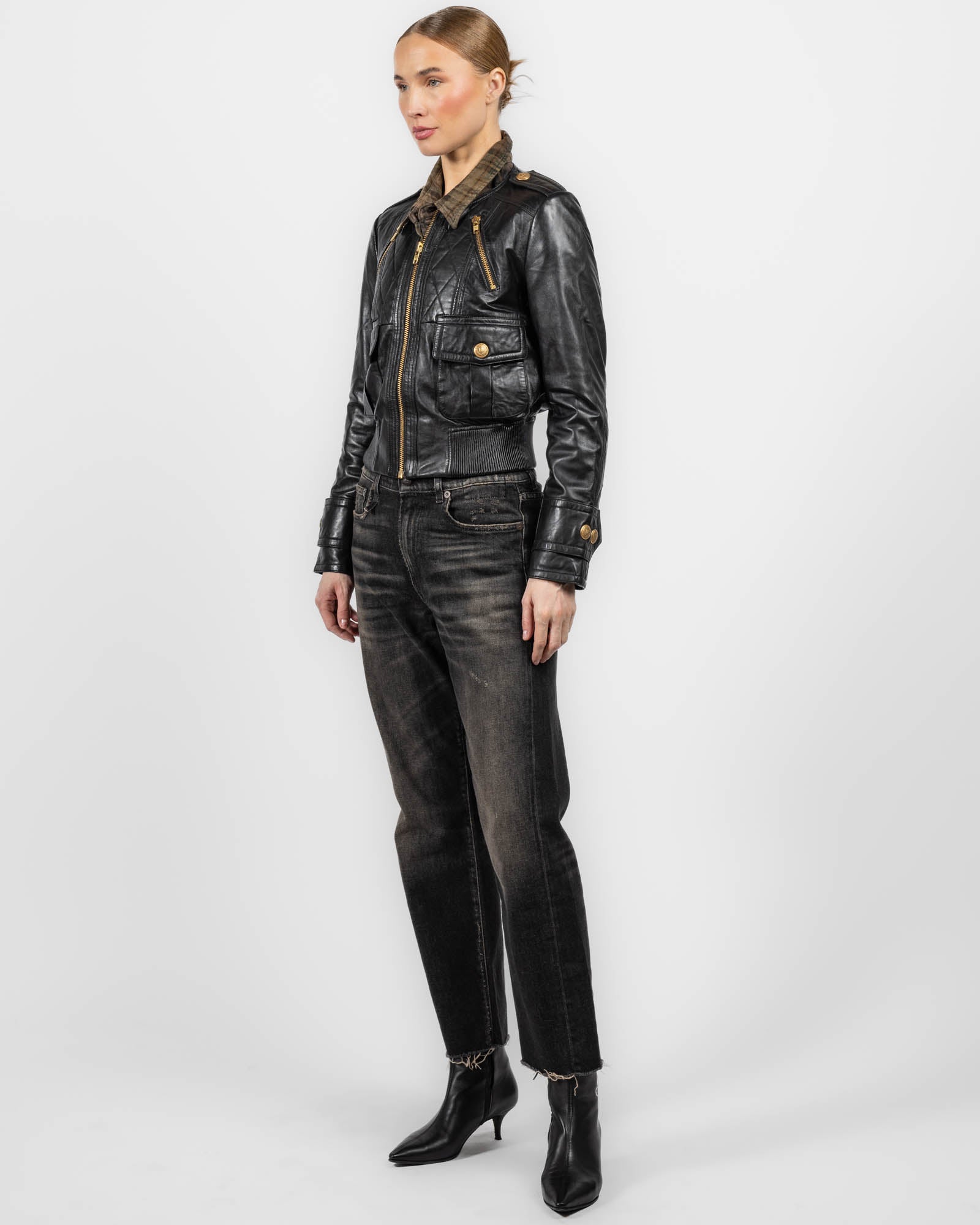 Leather Shrunken Jacket