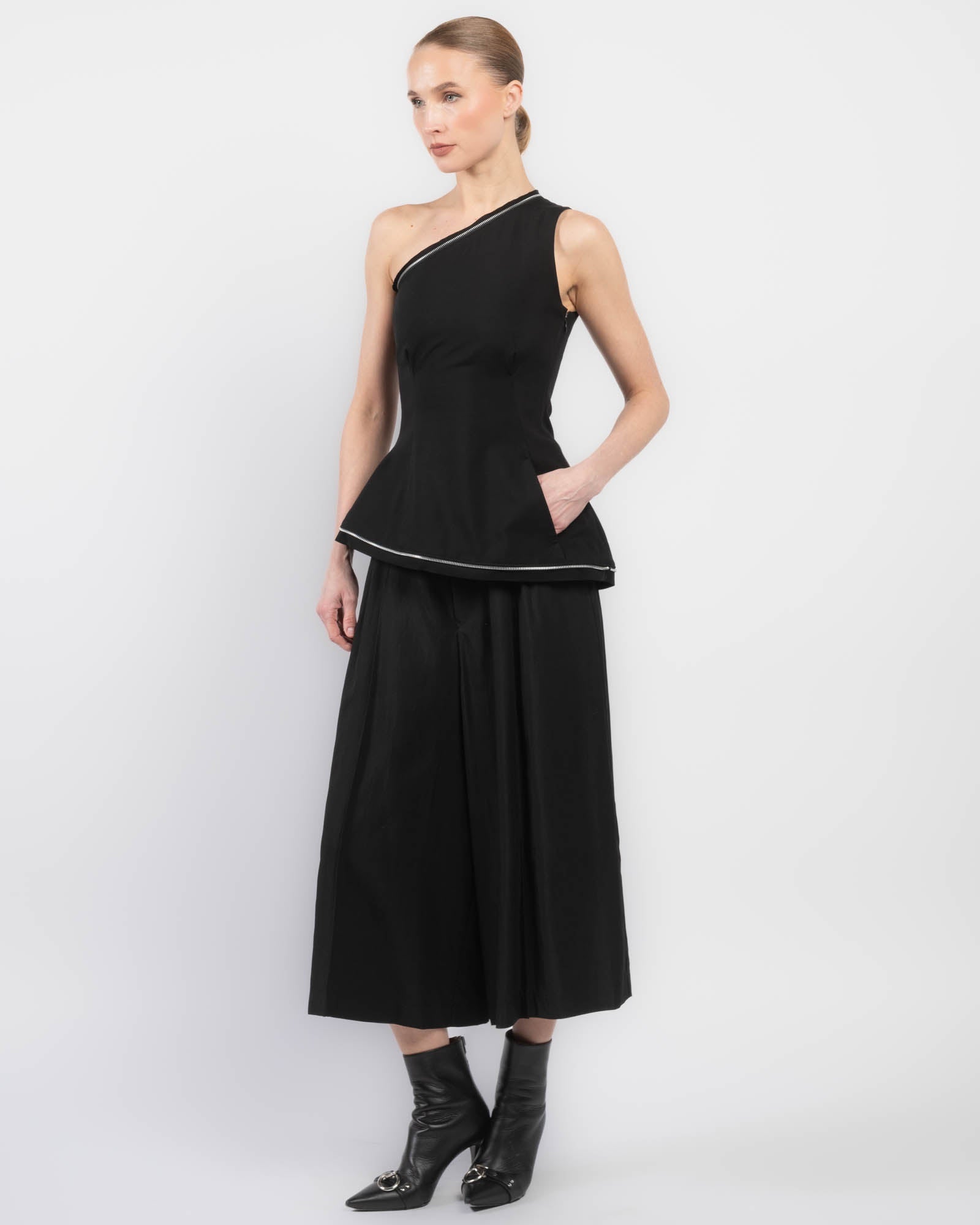 Zip One-Shoulder Dress