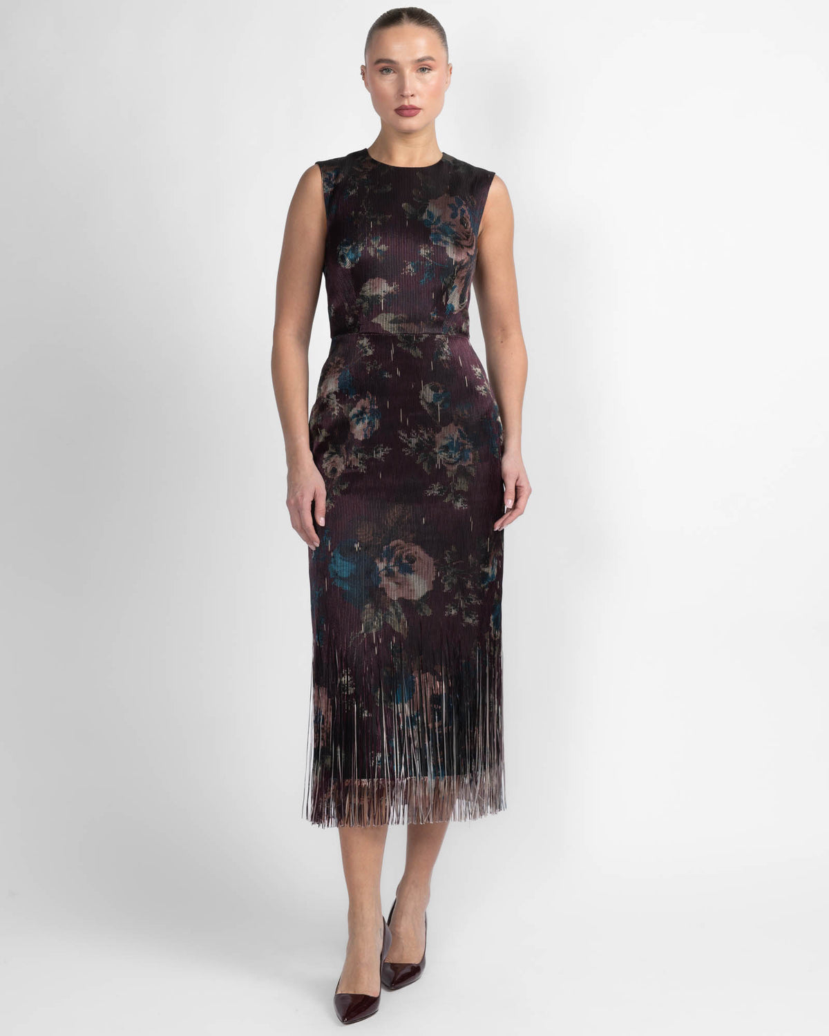Jacquard Sleeveless Midi Dress