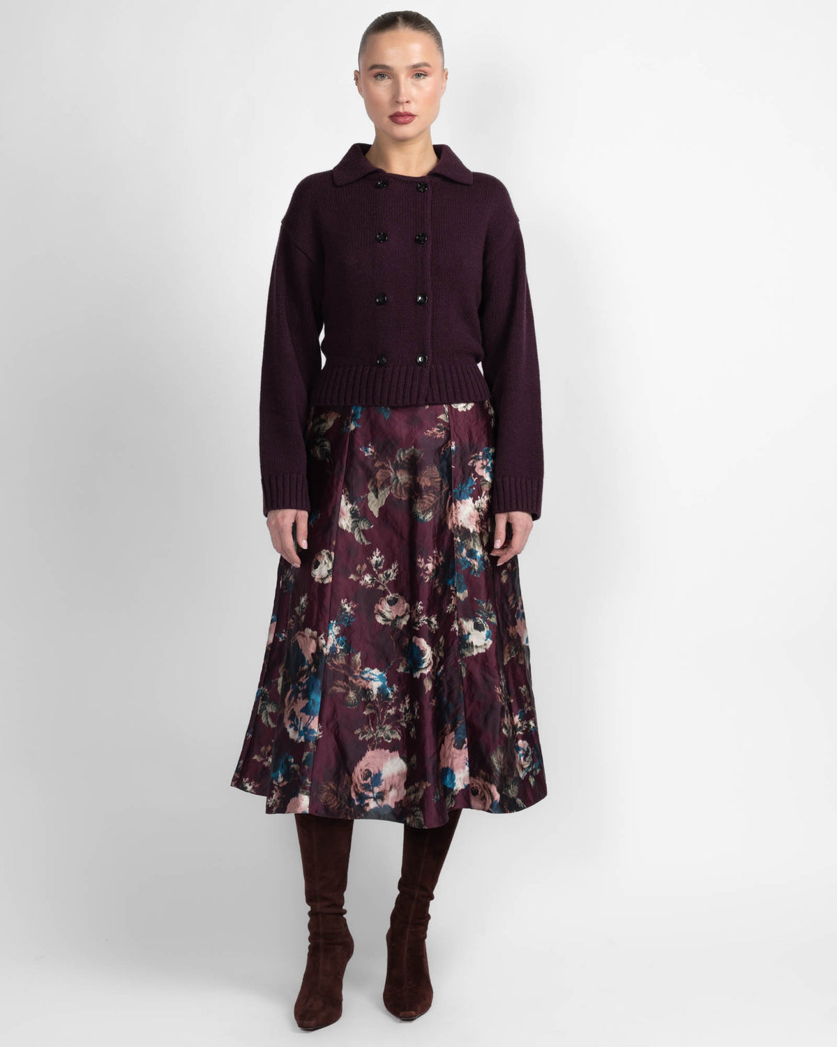 Satin A-Line Midi Skirt