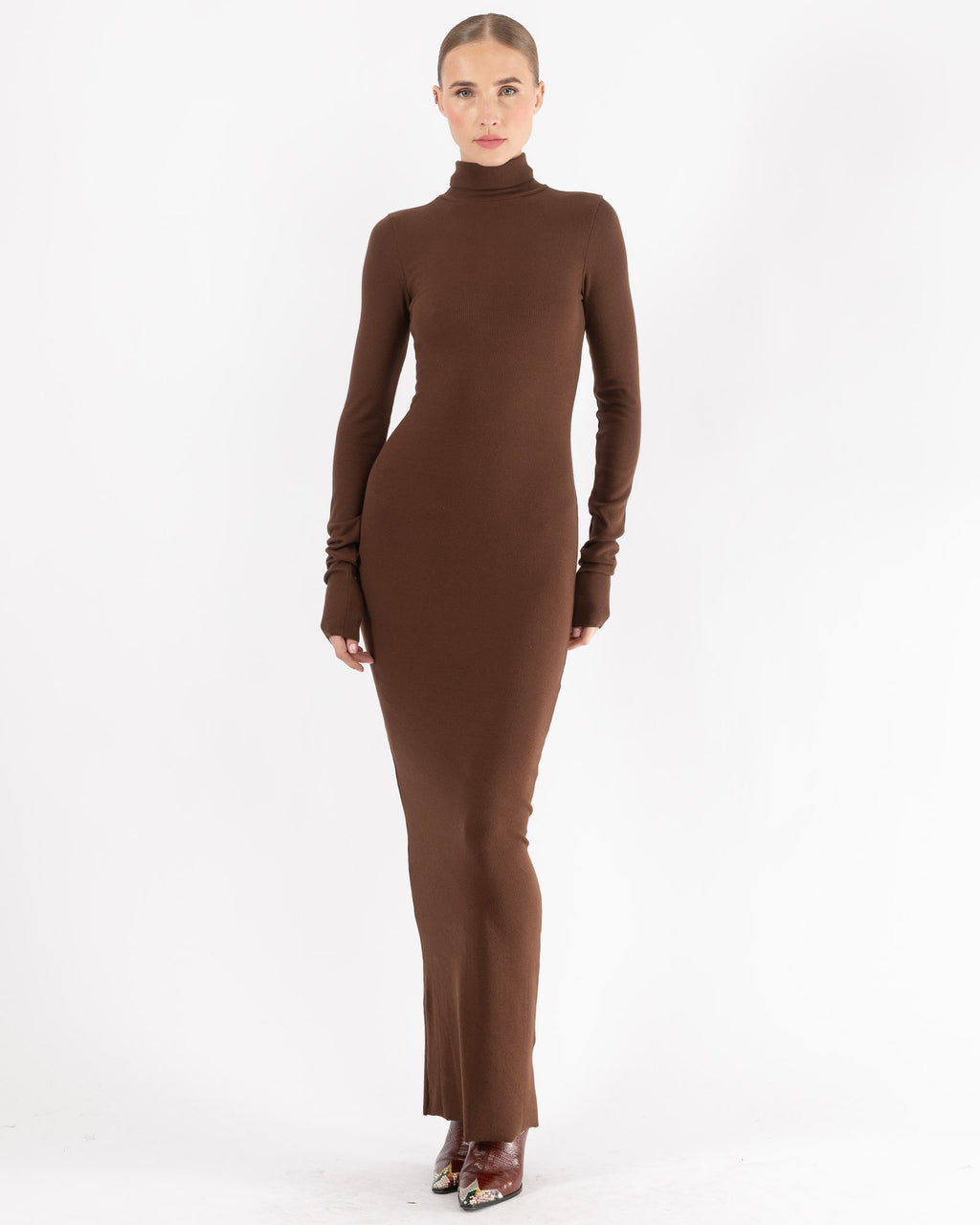 Long Sleeve Turtleneck Dress Eterne Luxury Designer Fashion Tntfashionca