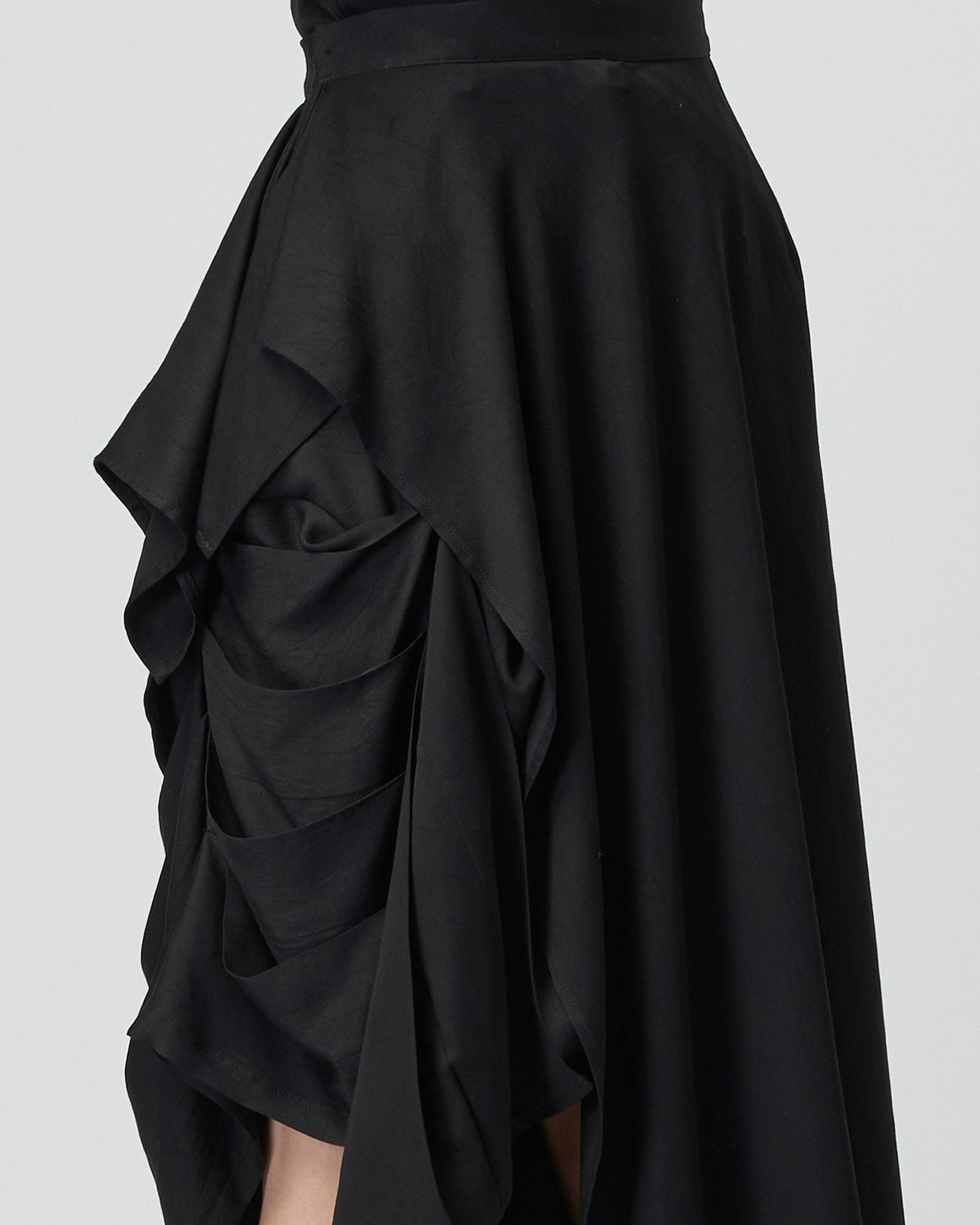 Pleated Asymmetric Skirt