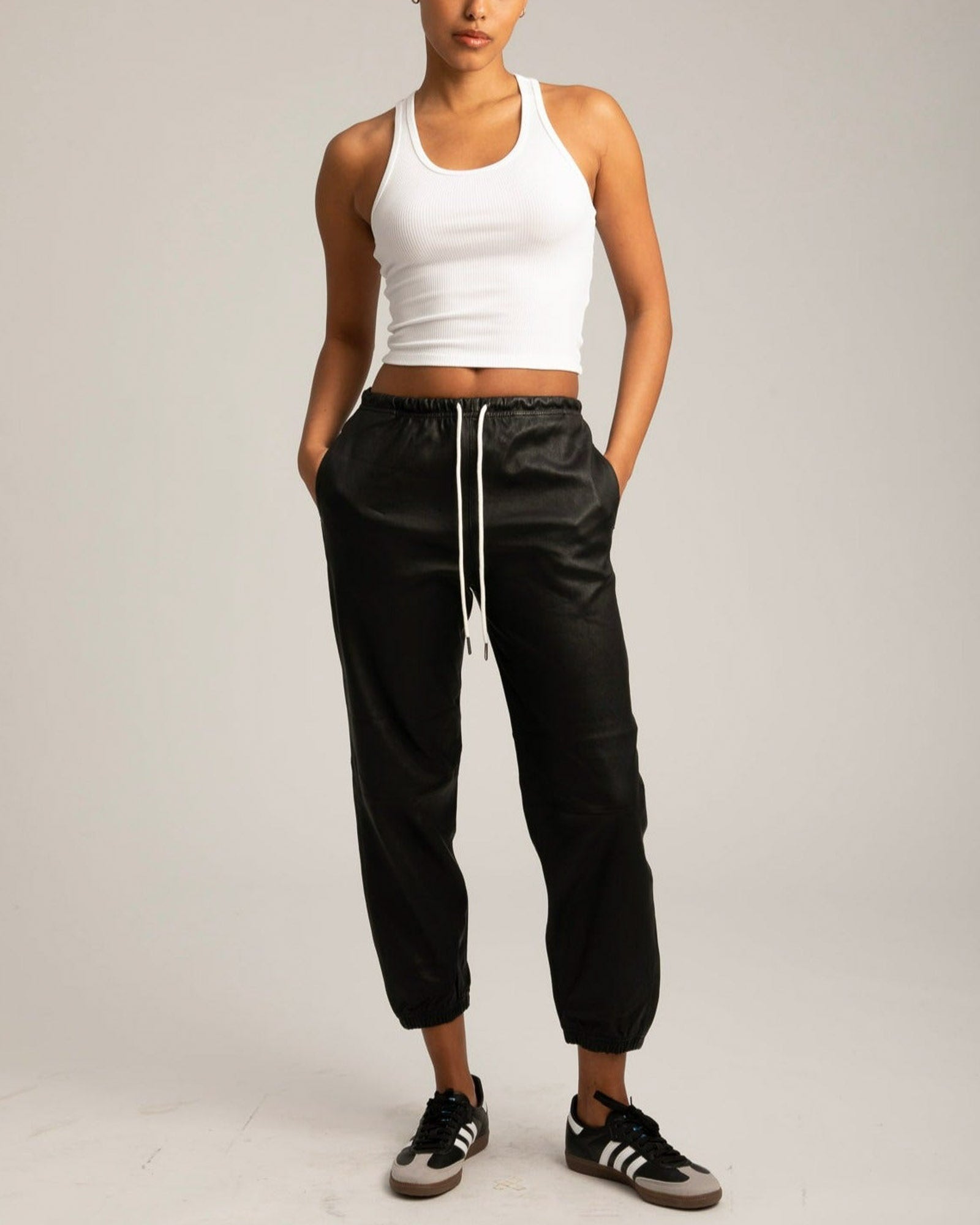 Leather Drawstring Joggers