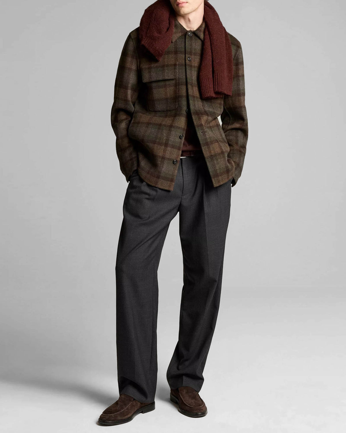 Plaid Split Shirt Jacket