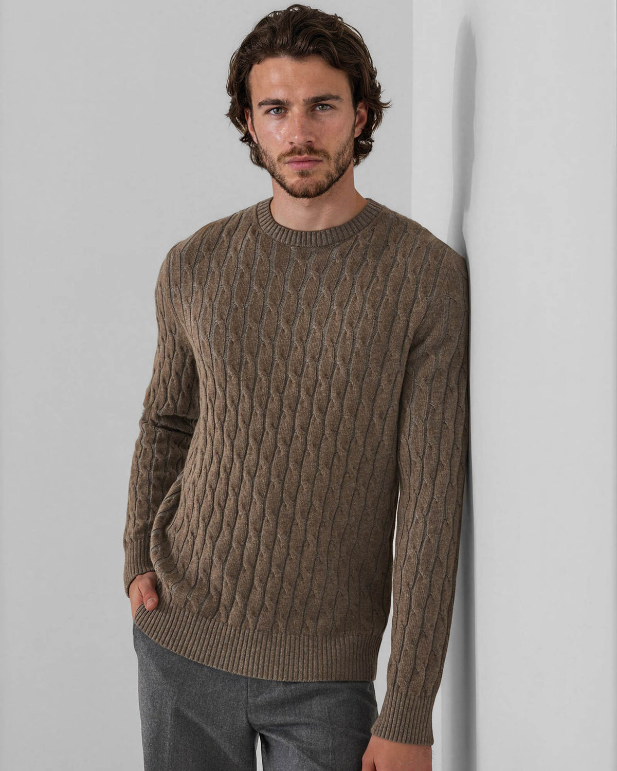 Plaited Cable Crewneck