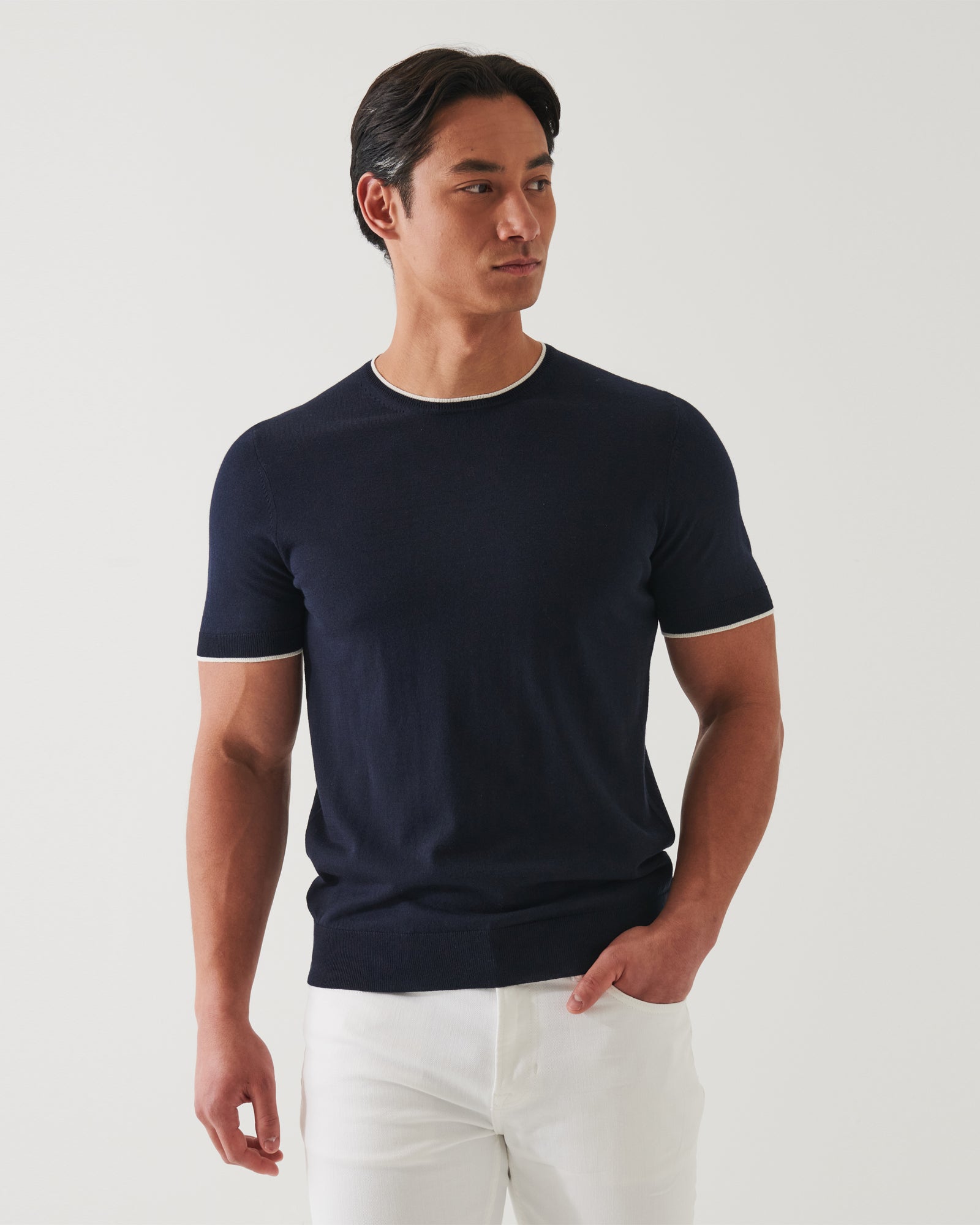 Short Sleeve Tipped Sweater