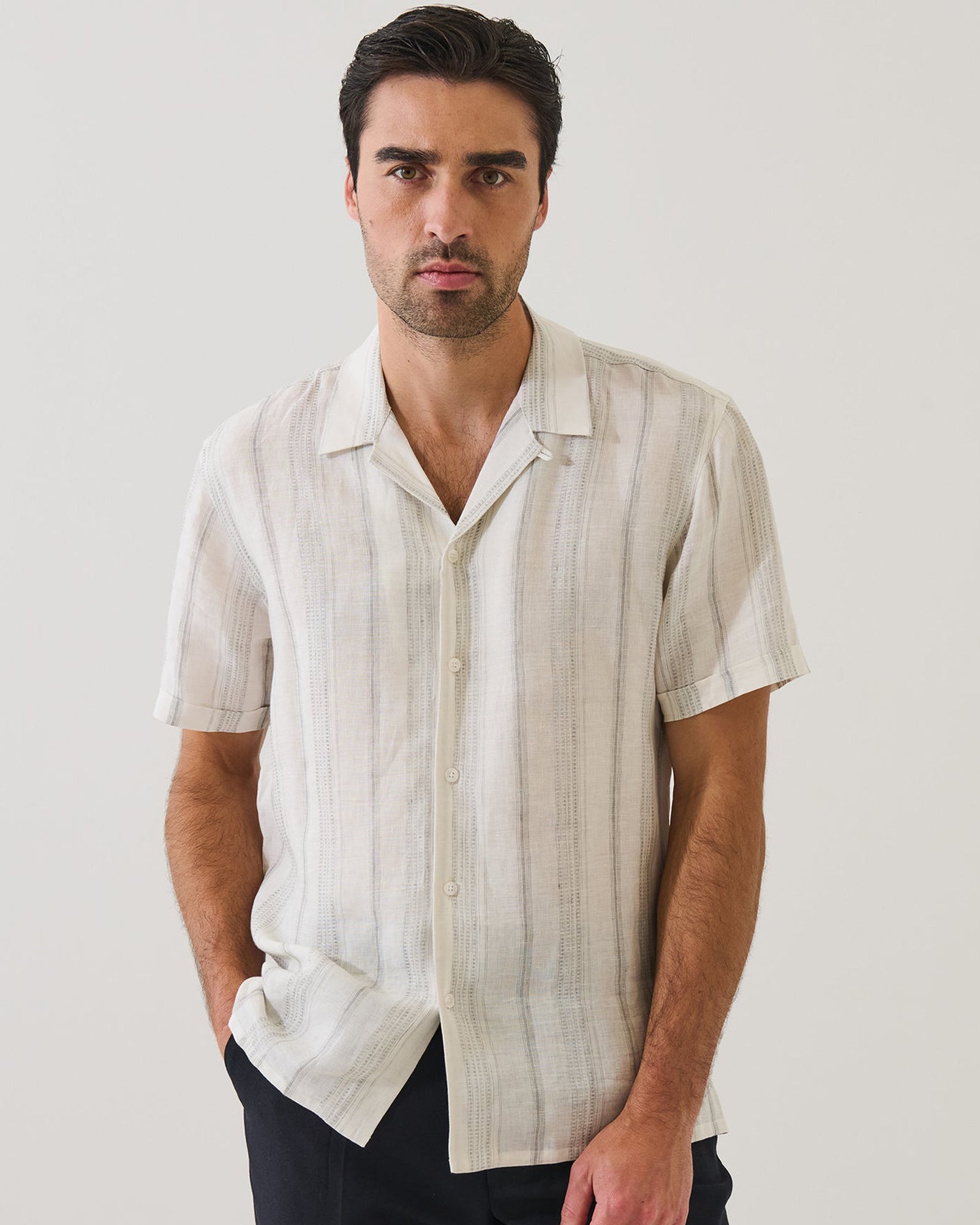 Chemise à rayures dobby à manches courtes