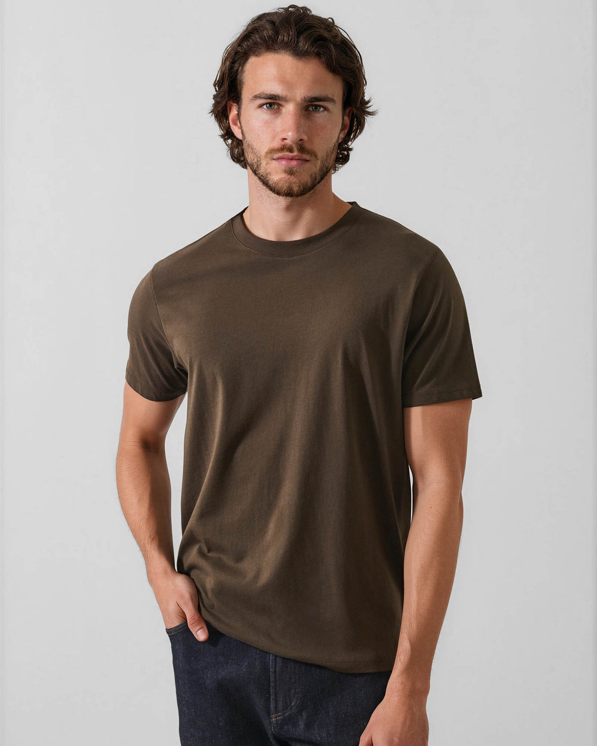 Organic Pima High Neck Crew Tee