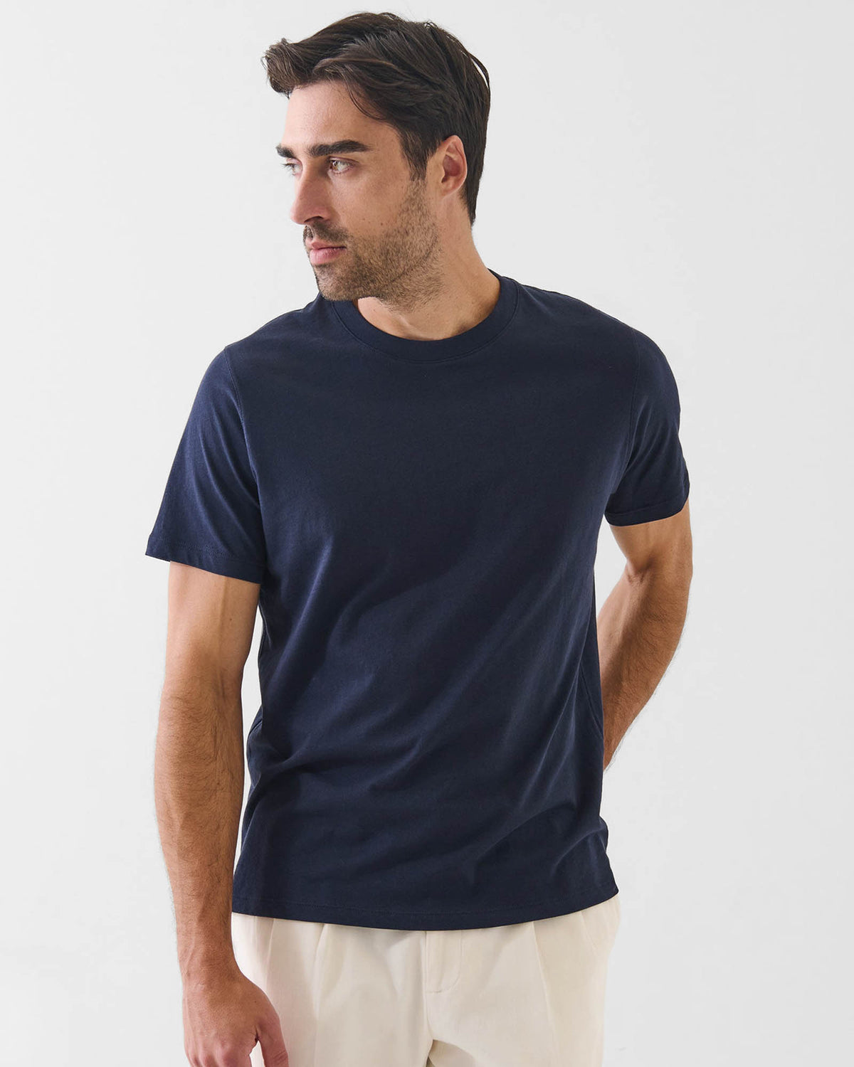 Organic Pima High Neck Crew Tee