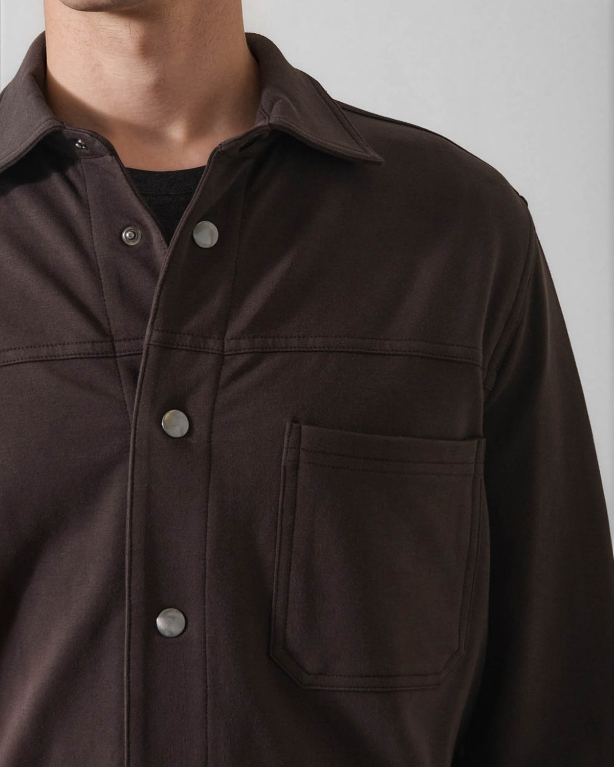 Long Sleeve Snap Front Shirt Jacket