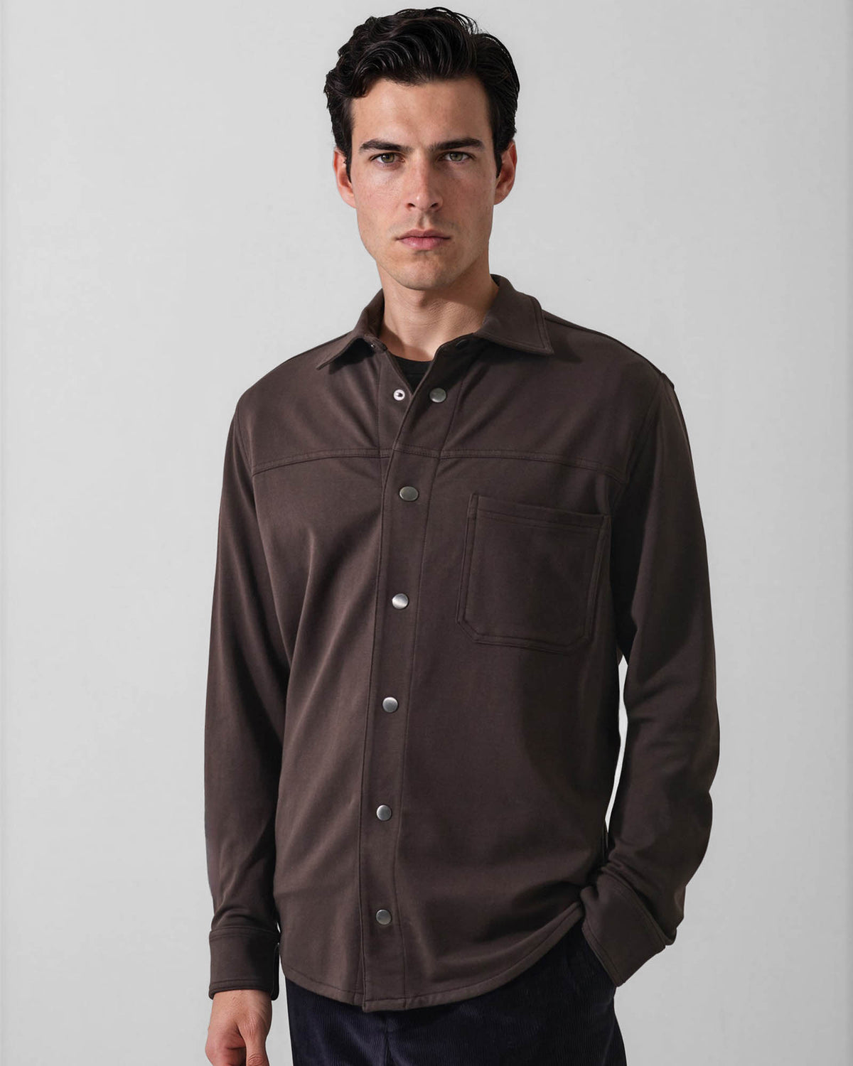 Long Sleeve Snap Front Shirt Jacket