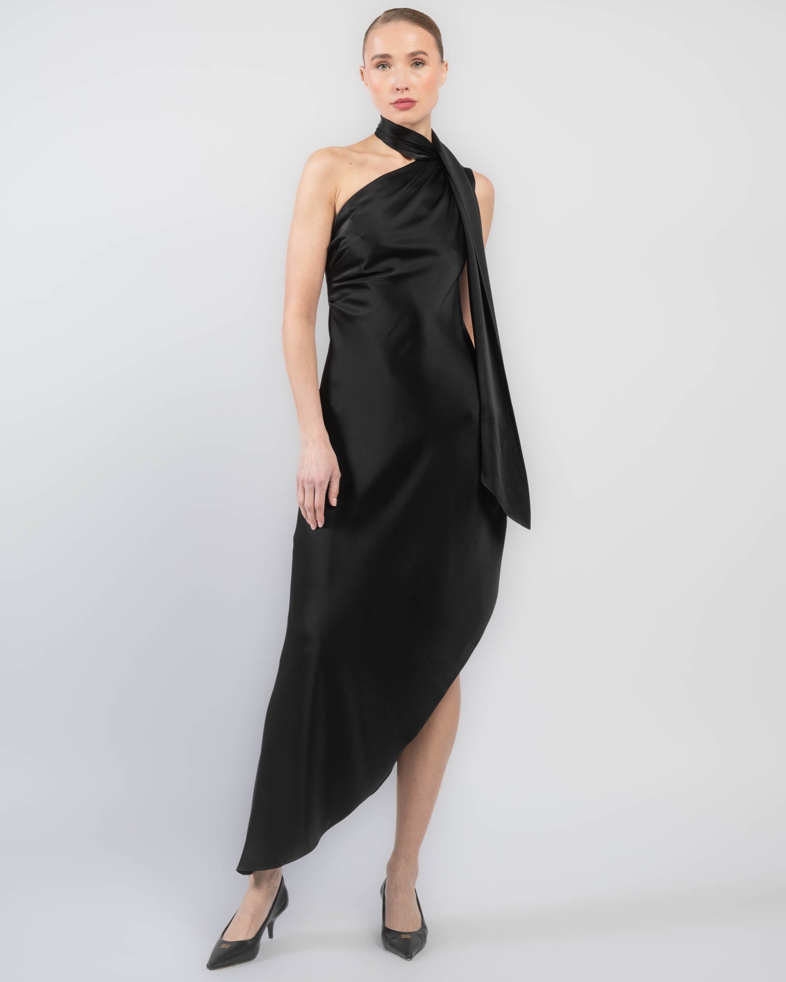Satin One-Shoulder Dress