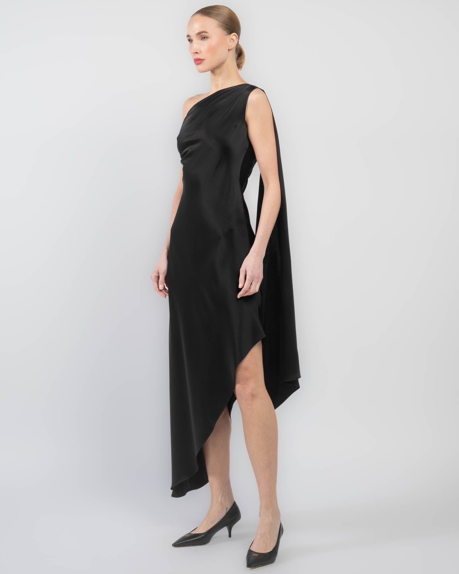 Satin One-Shoulder Dress