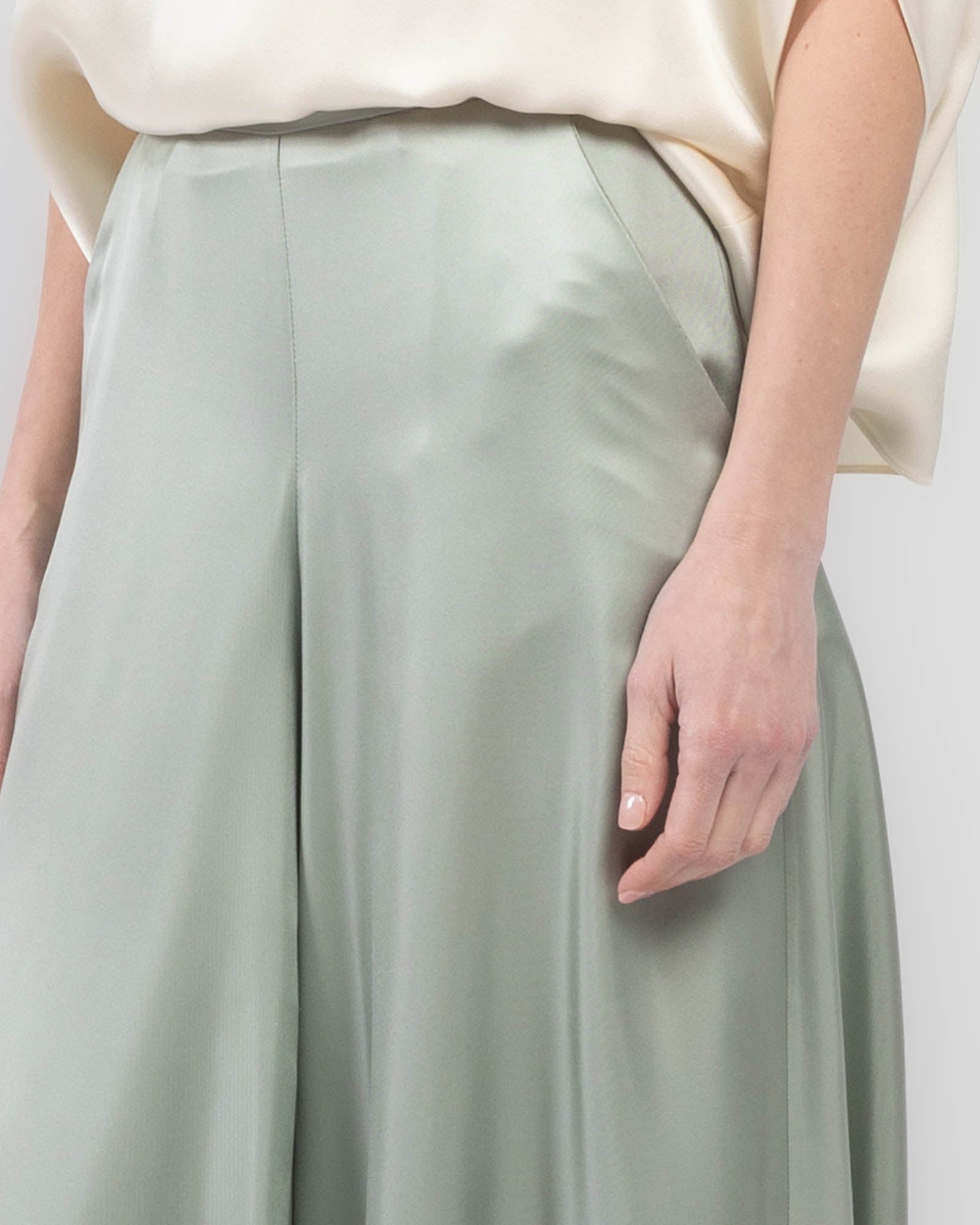 Silk Twill Wide Leg Pants
