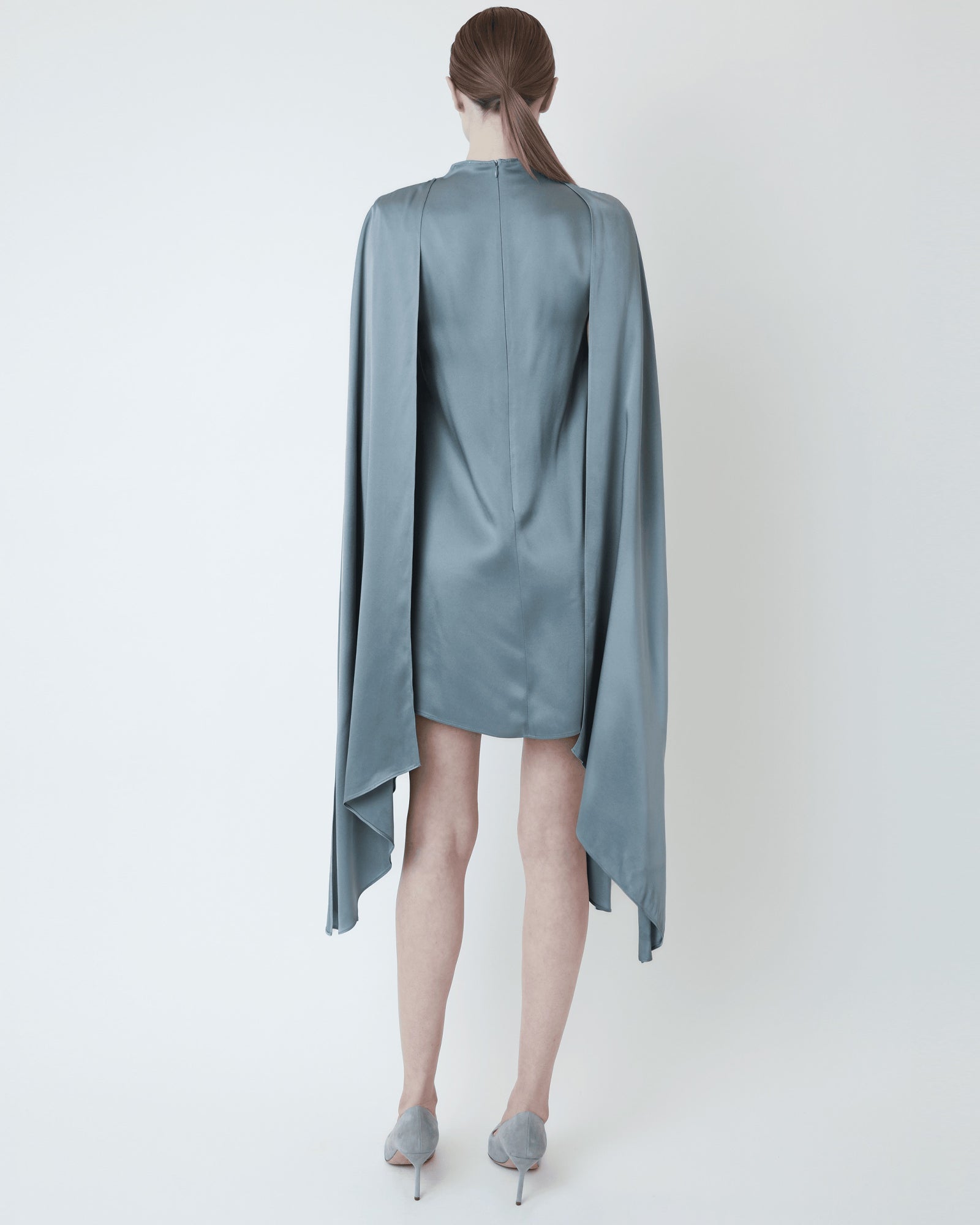 Satin Cape Sleeve Mini Dress