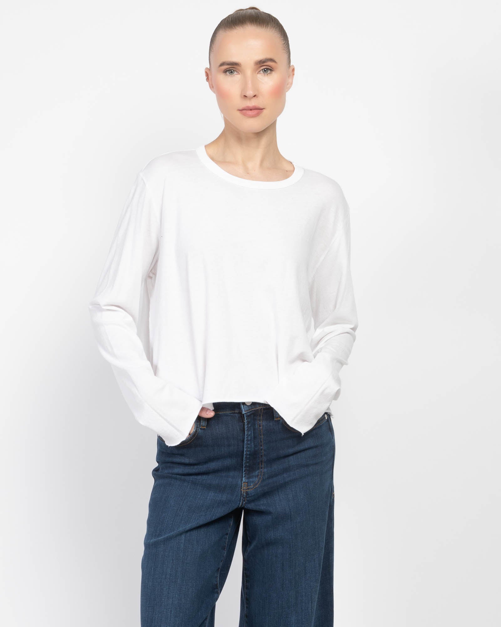 THE GREAT. Long Sleeve Crop Top