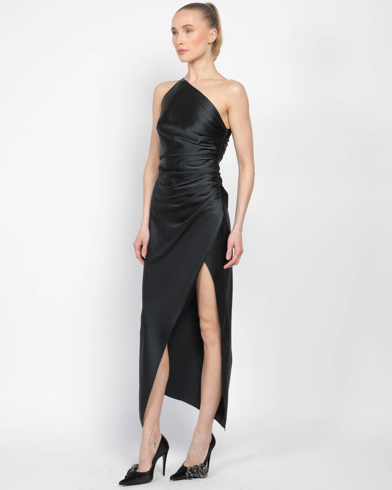 Asymmetrical Gathered Wrap Dress