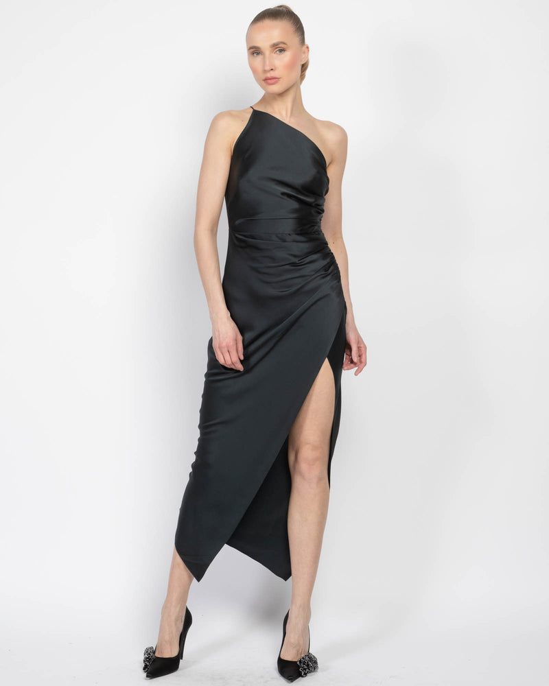 Asymmetrical Gathered Wrap Dress
