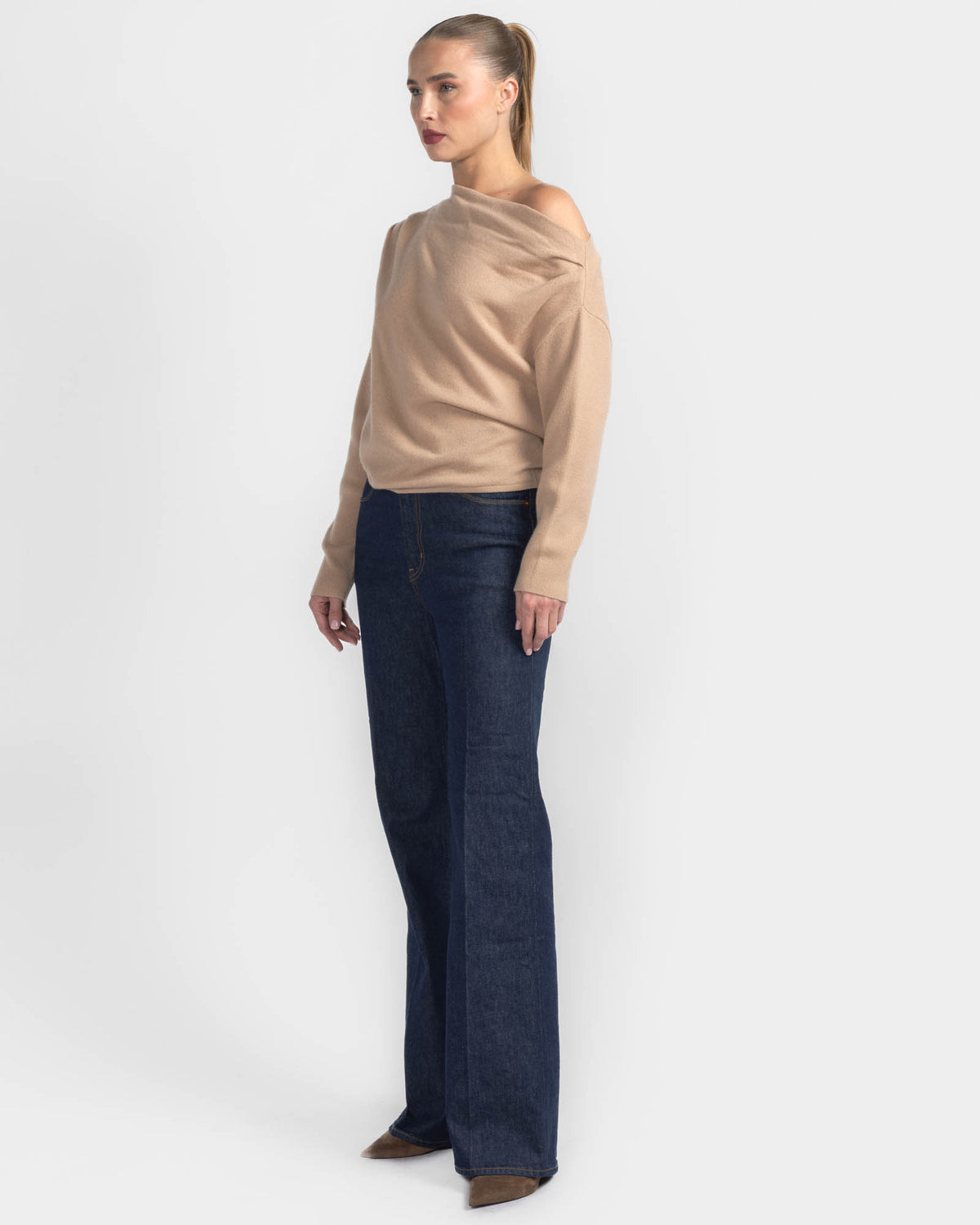 Long Sleeve Asymmetrical Drape Sweater