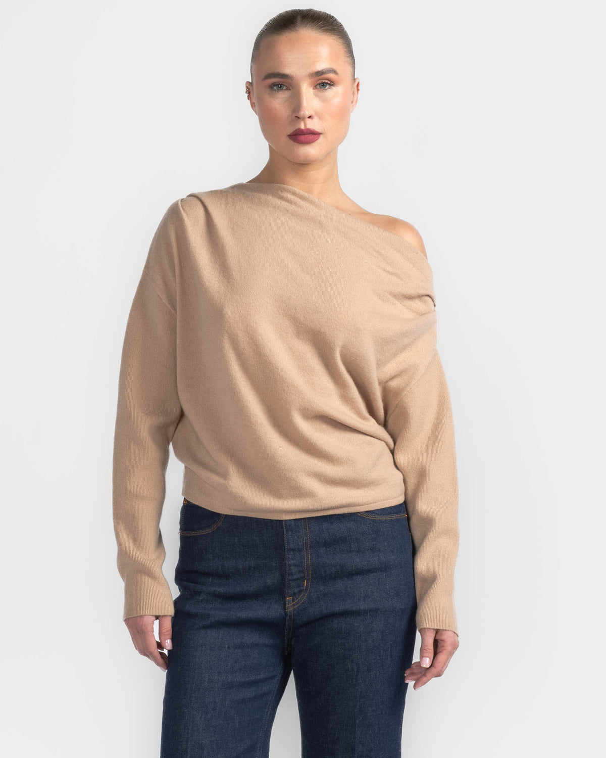 Long Sleeve Asymmetrical Drape Sweater