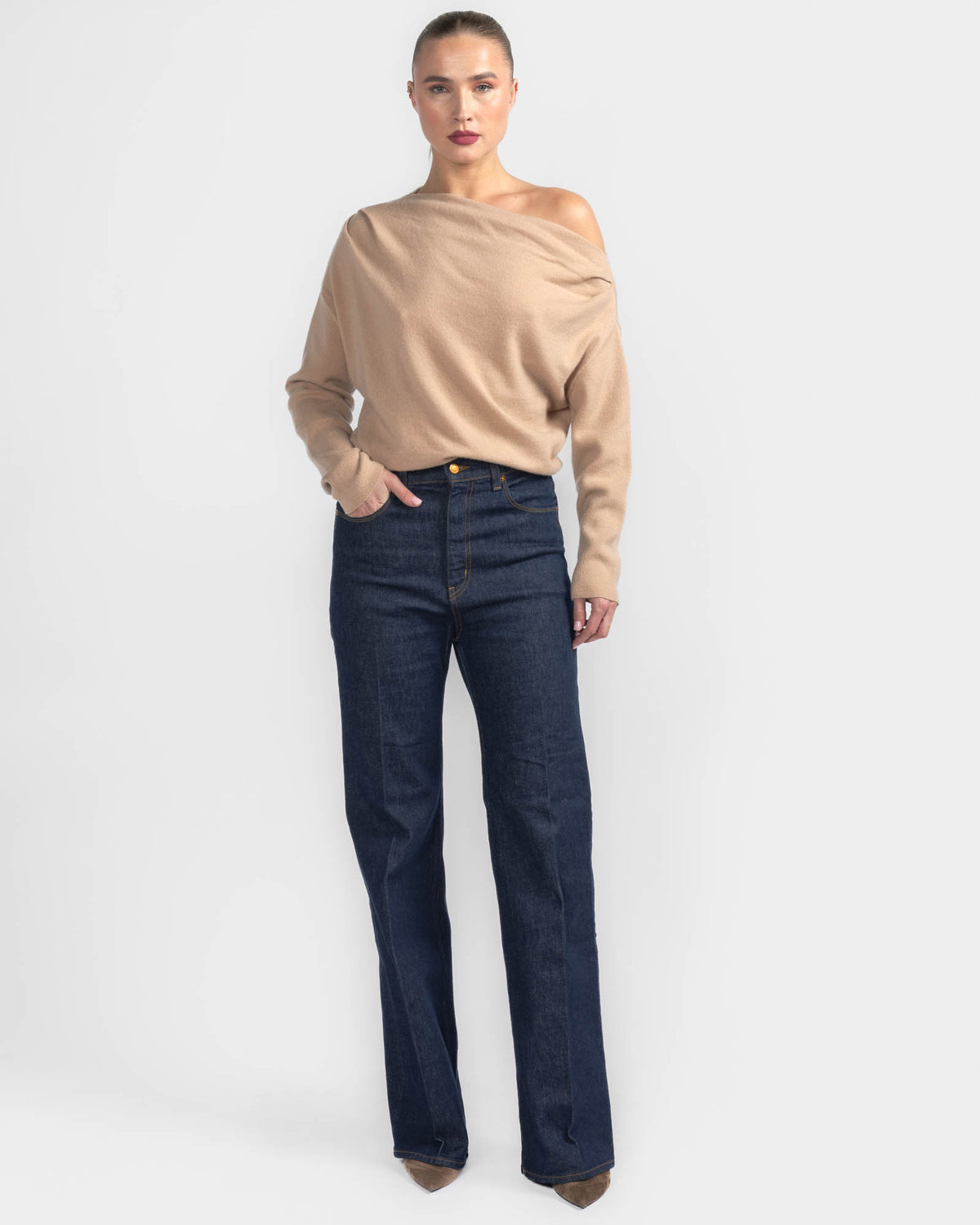 Long Sleeve Asymmetrical Drape Sweater