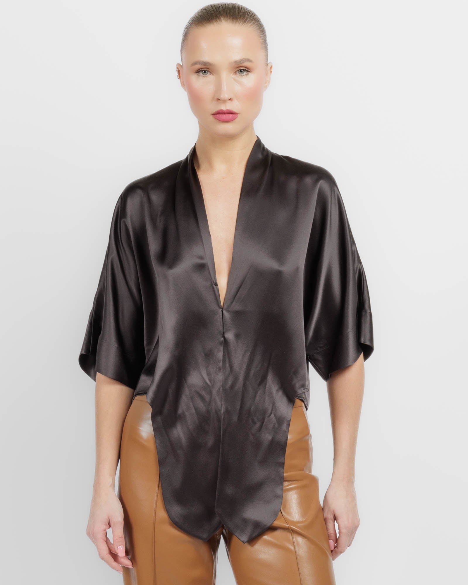 Dolman Tie Front Blouse
