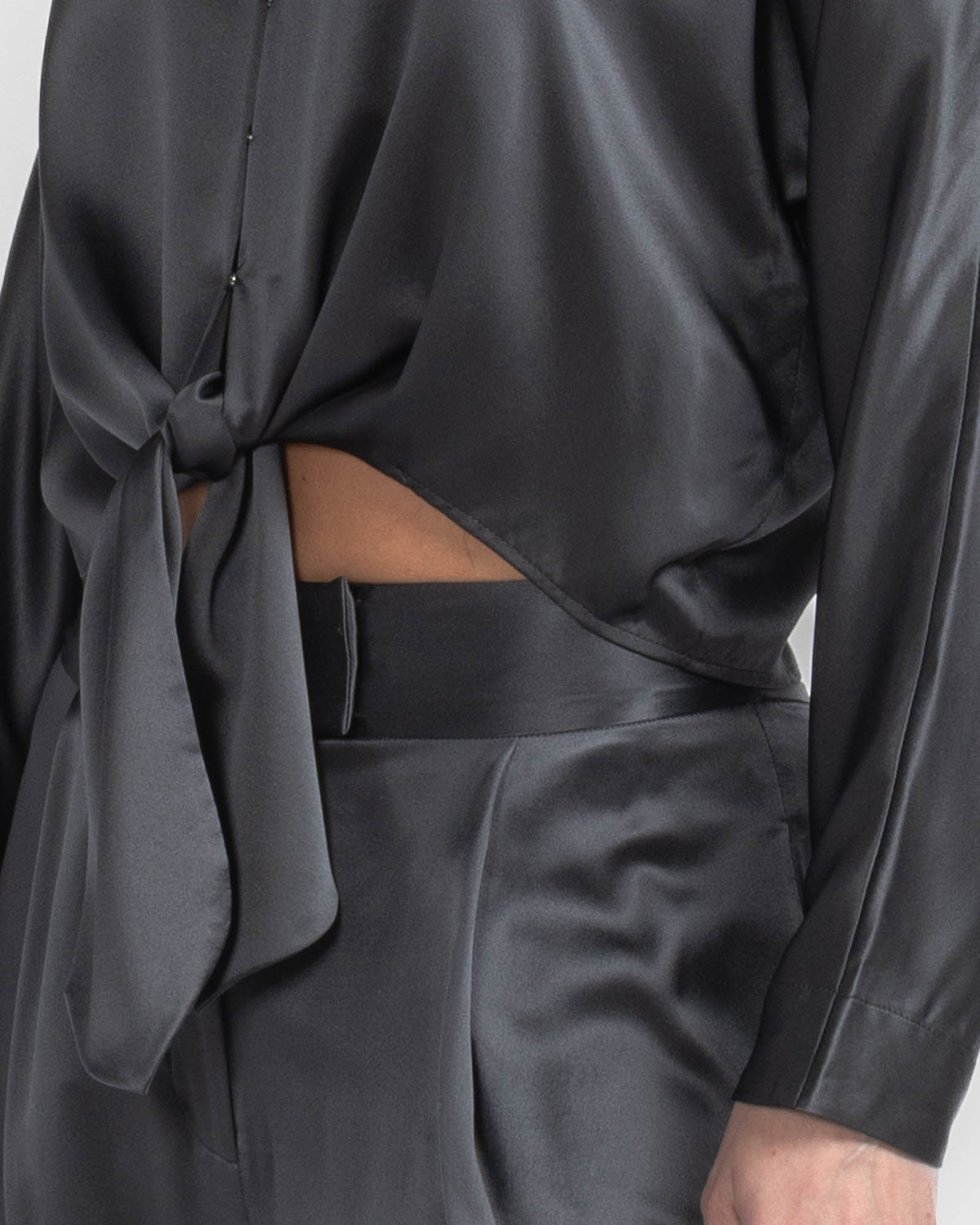 Long Sleeve Front Tie Blouse