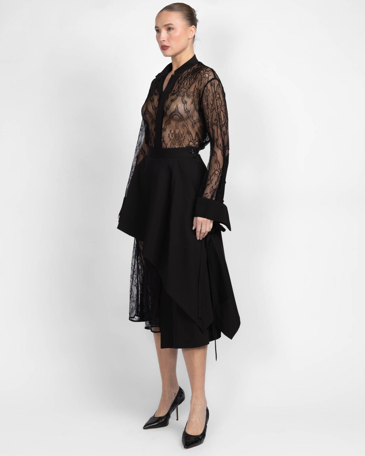 Eyelet Drape Skirt