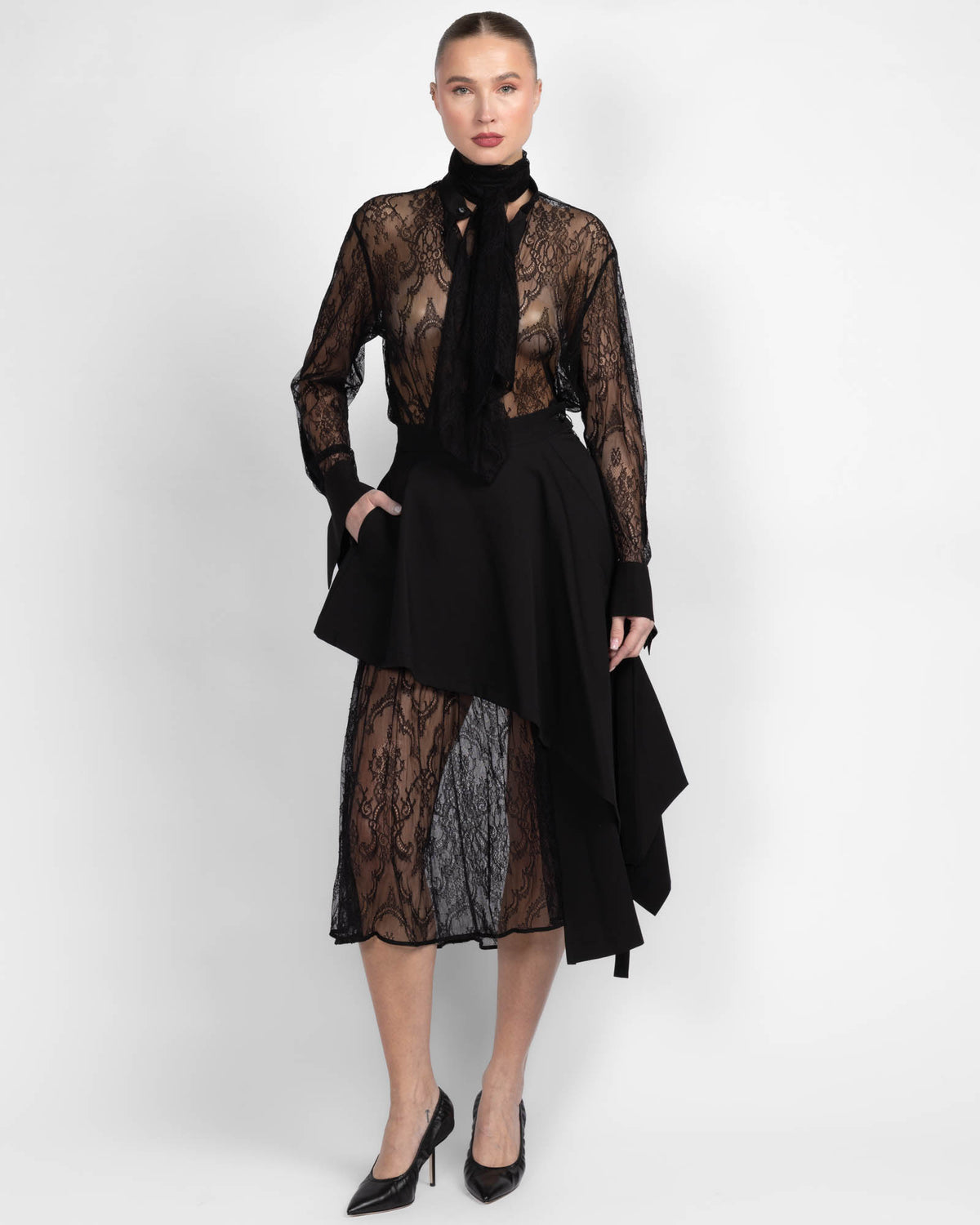 Eyelet Drape Skirt