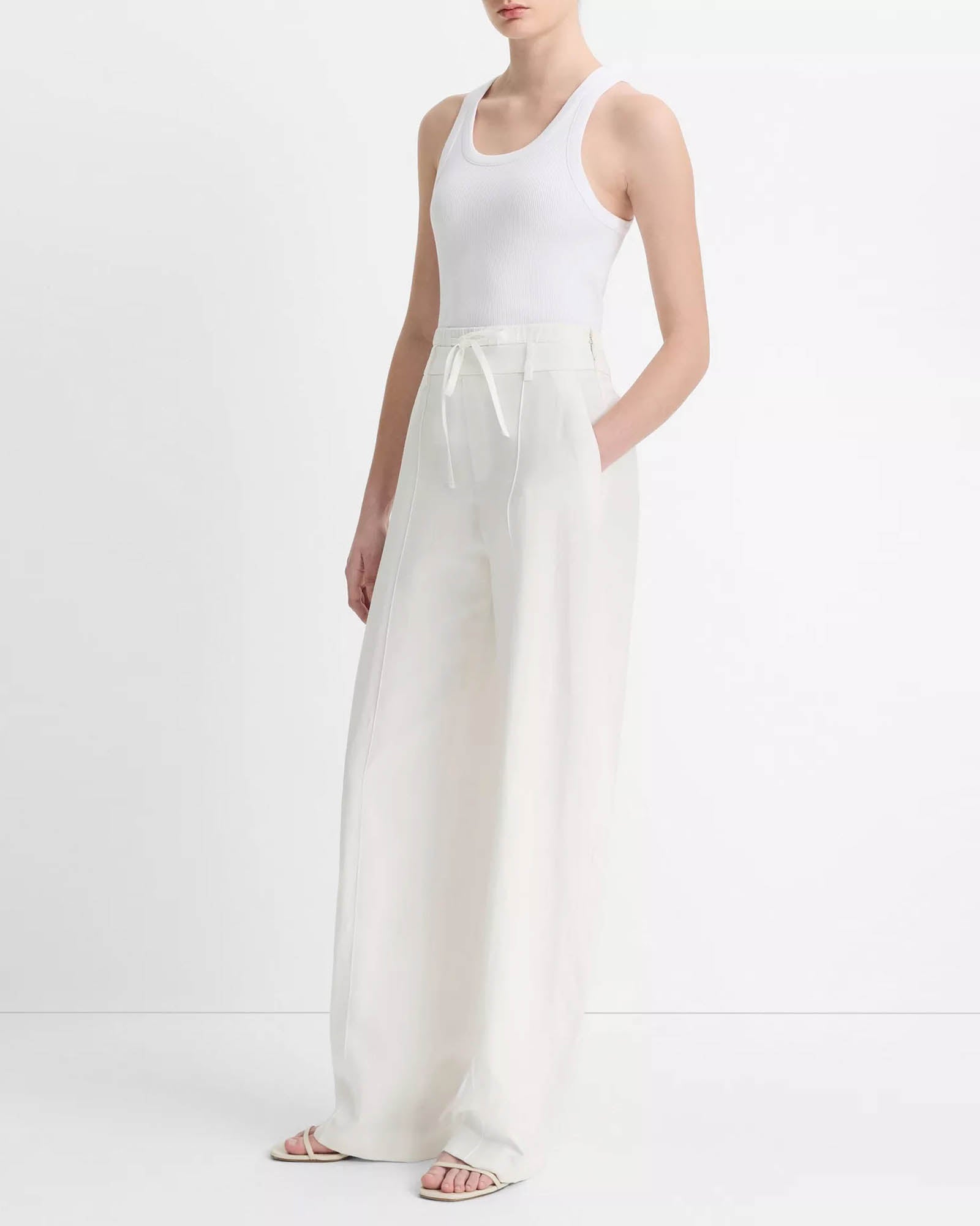 Mid-Rise Double Waistband Pants