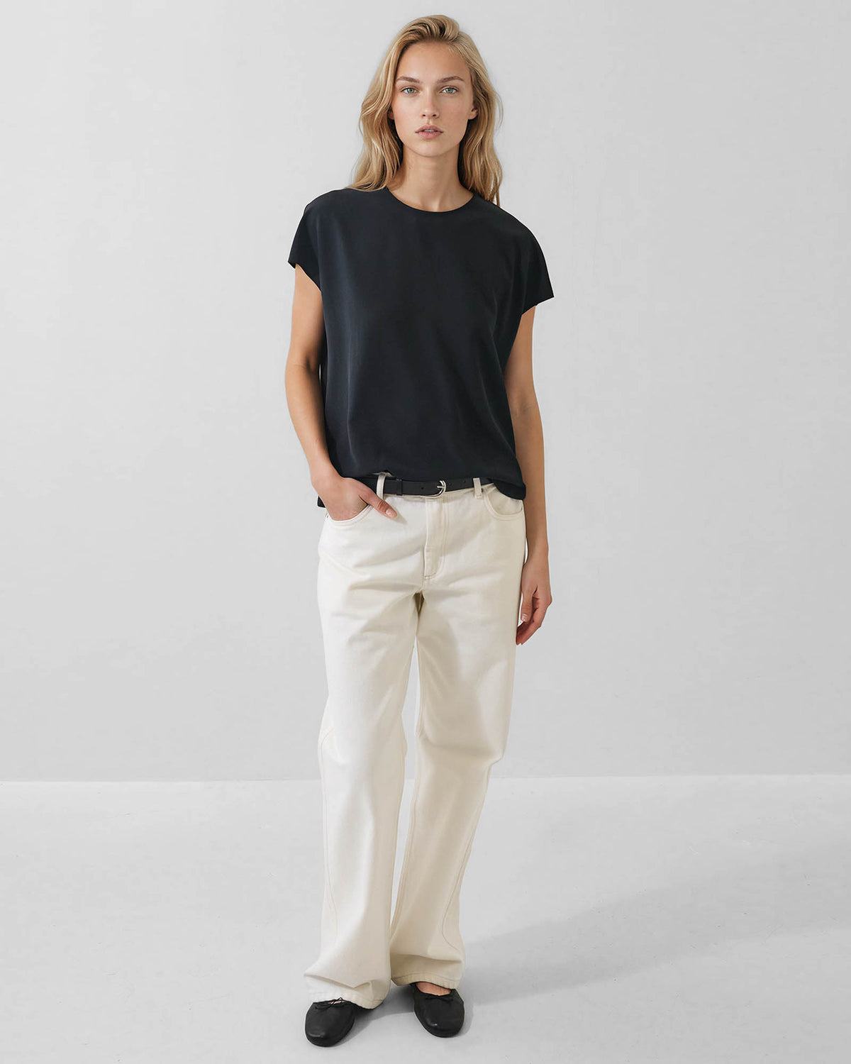 Short Sleeve Silk Dolman Tee