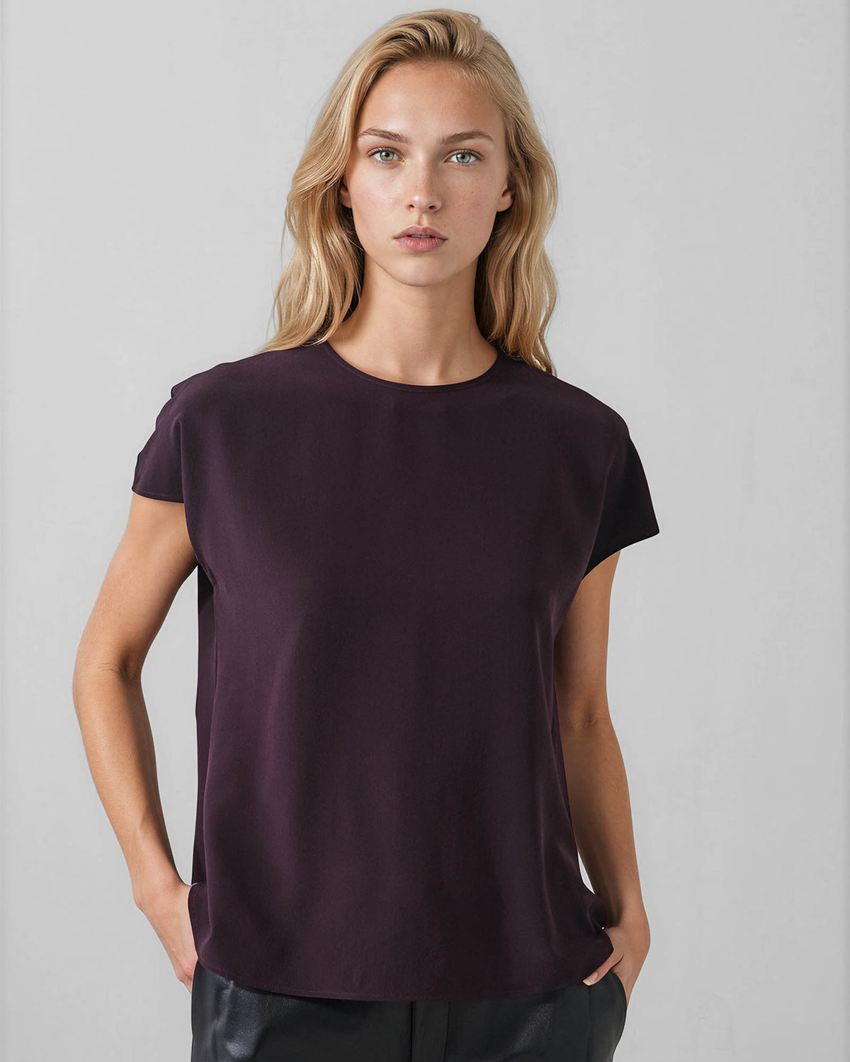 Short Sleeve Silk Dolman Tee
